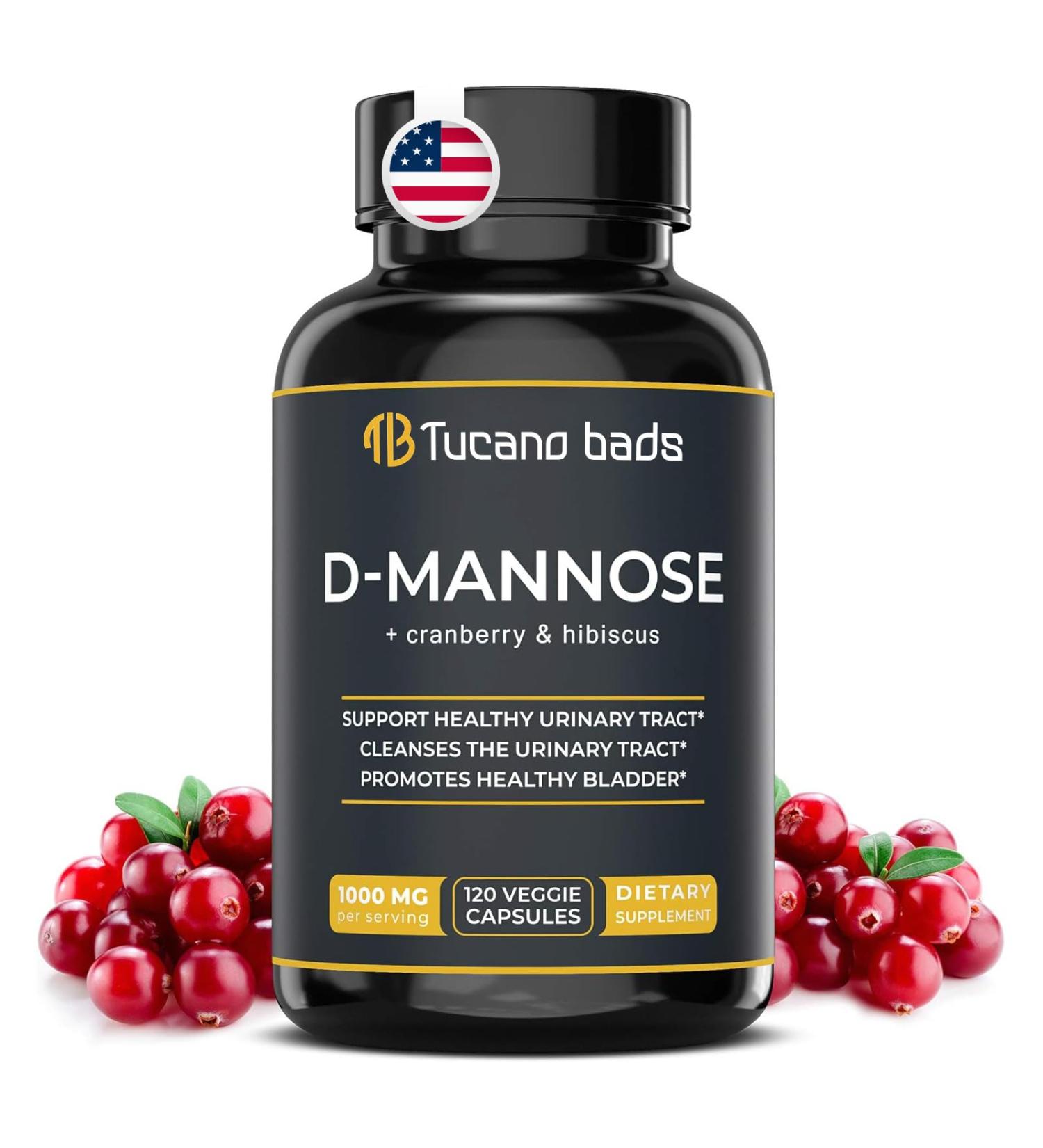 Urinary Tract Infection Treatments D Mannose 1000mg Capsules - Potent D-Mannose & Cranberry Pills with Hibiscus Extract - Healthy Bladder Control Strength Urinary Tract Support (120 Capsules) - Buy Online on GoSupps.com