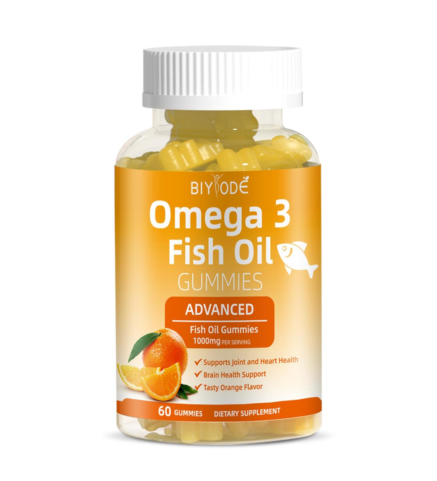 Omega-3 Fish Oil Supplements: Pure 1000mg Omega-3 Gummies Support Heart Joint Eye Brain Immune Health 60 Gummies 30 Day Supply - Buy Online on GoSupps.com