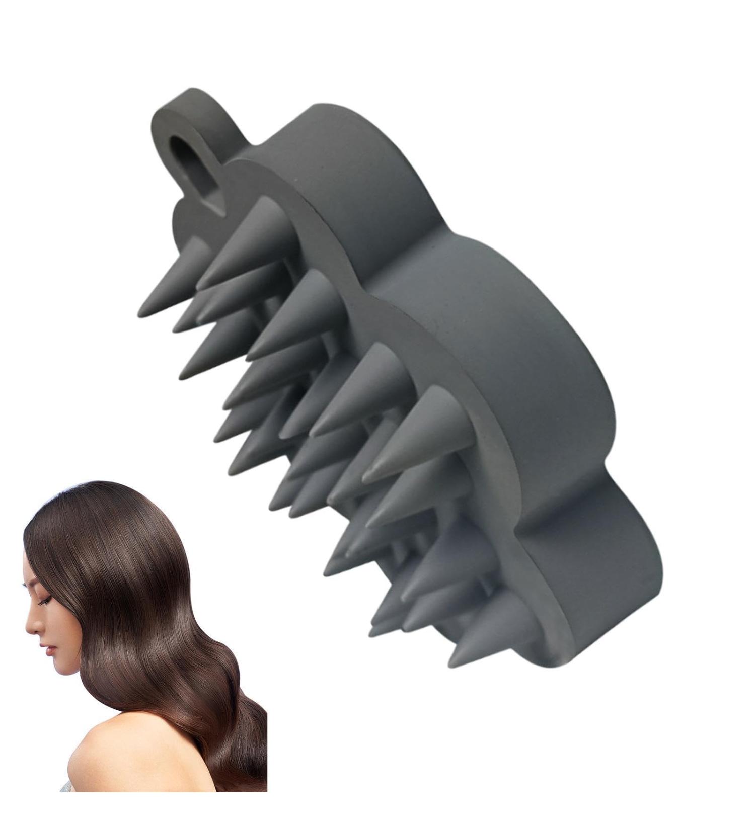 Poupangke Shampoo Brush | Silicone Shampoo Massager for Adults & Kids | Head Skin Massage Device - Dark Gray - Buy Online on GoSupps.com