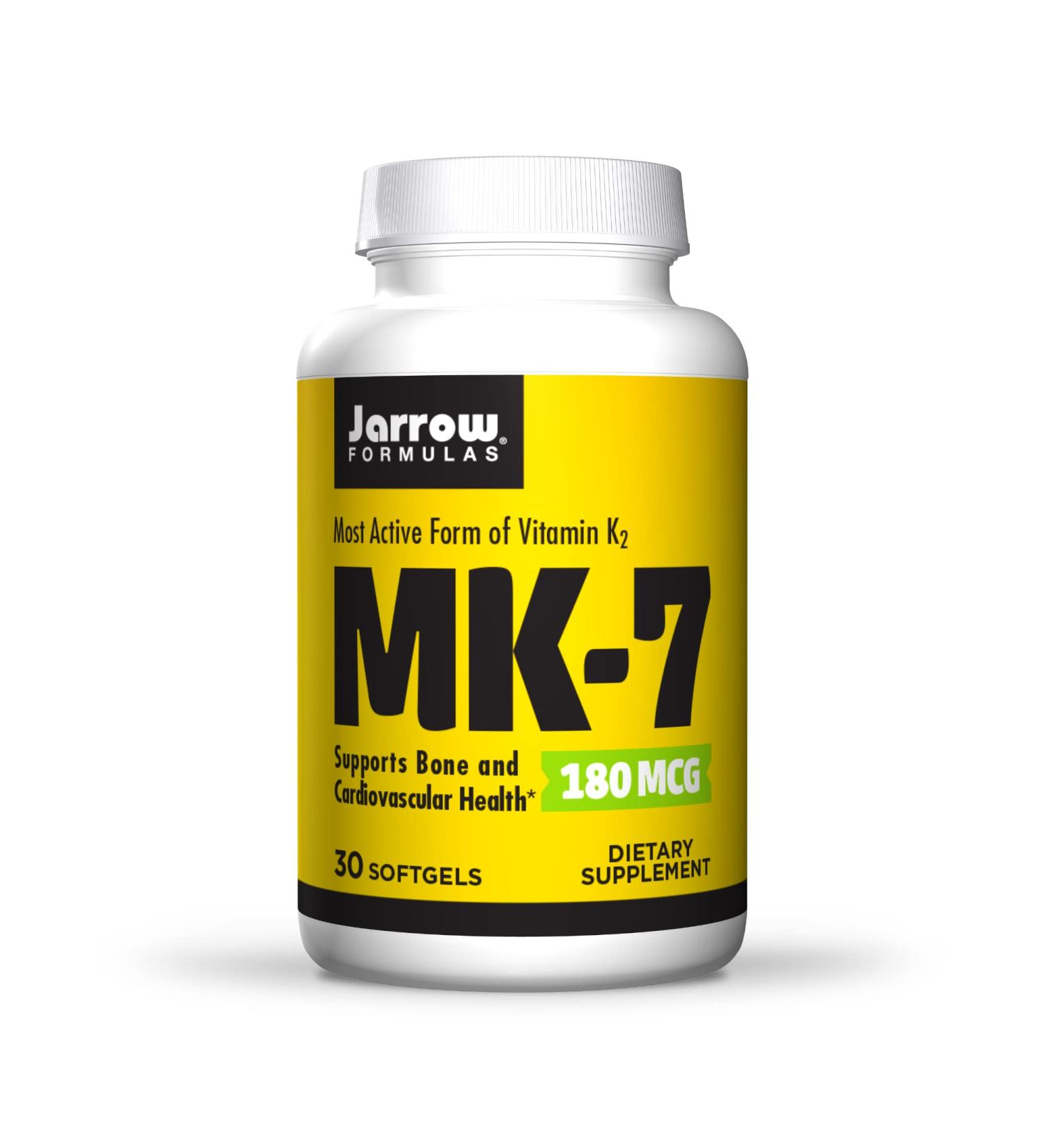 Jarrow Formulas MK-7 Vitamin K2 180 mcg - 30 Softgels | Most Active K2 Supplement - Buy Online on GoSupps.com