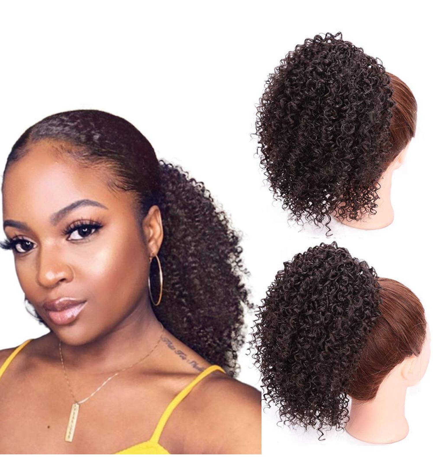 Drawstring Puff Afro Kinky Curly Ponytail - Synthetic Clip-In Hair Extensions for African American Styles - Buy Online on GoSupps.com