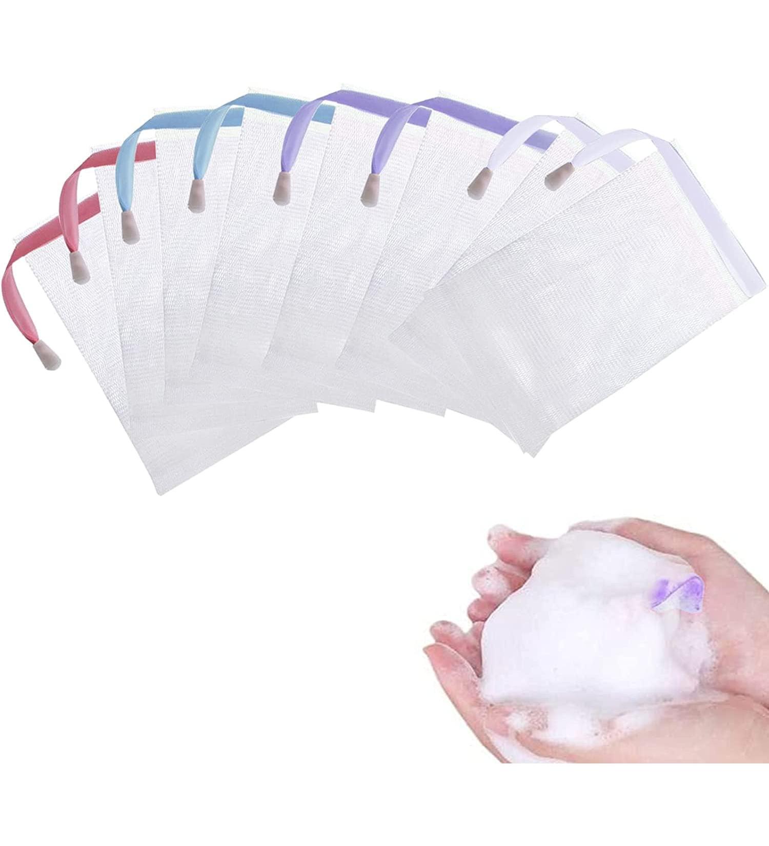 Catelves 8-Pack Nylon Soap Bags | Ideal for Solid Shampoo & Facial Cleaning | Colorful Soap Network Bags for Body Peeling - White Pink Purple Blue - Buy Online on GoSupps.com