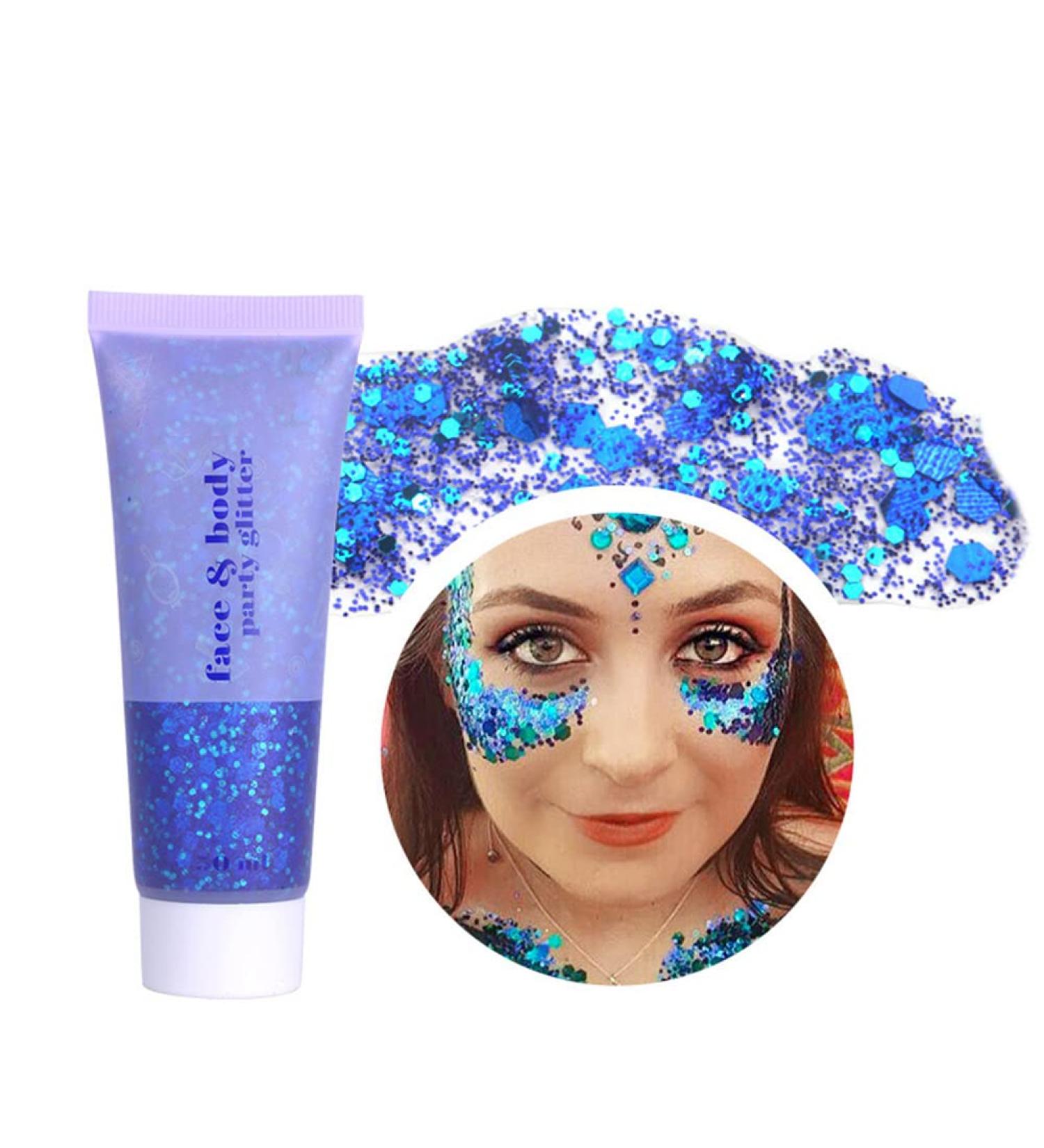 Uposao Body Glitter Gel Mermaid Glitter Liquid Eyeshadow Long Lasting Waterproof Glitter Cosmetic Face Hair Nail Body Lotion for Festival Party Makeup Decoration 50ml - Buy Online on GoSupps.com