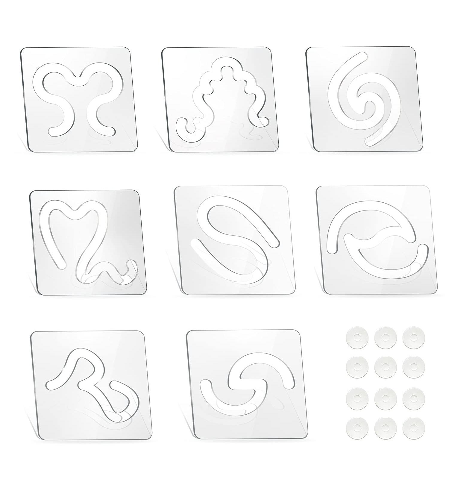 8Pcs Quilting Templates Set - Heart-Shaped Clockwork Key Feather Drop Swirl Design F - 1/8 Inch Thick - Non-Slip Grips - For Domestic Sewing Machines - Buy Online on GoSupps.com