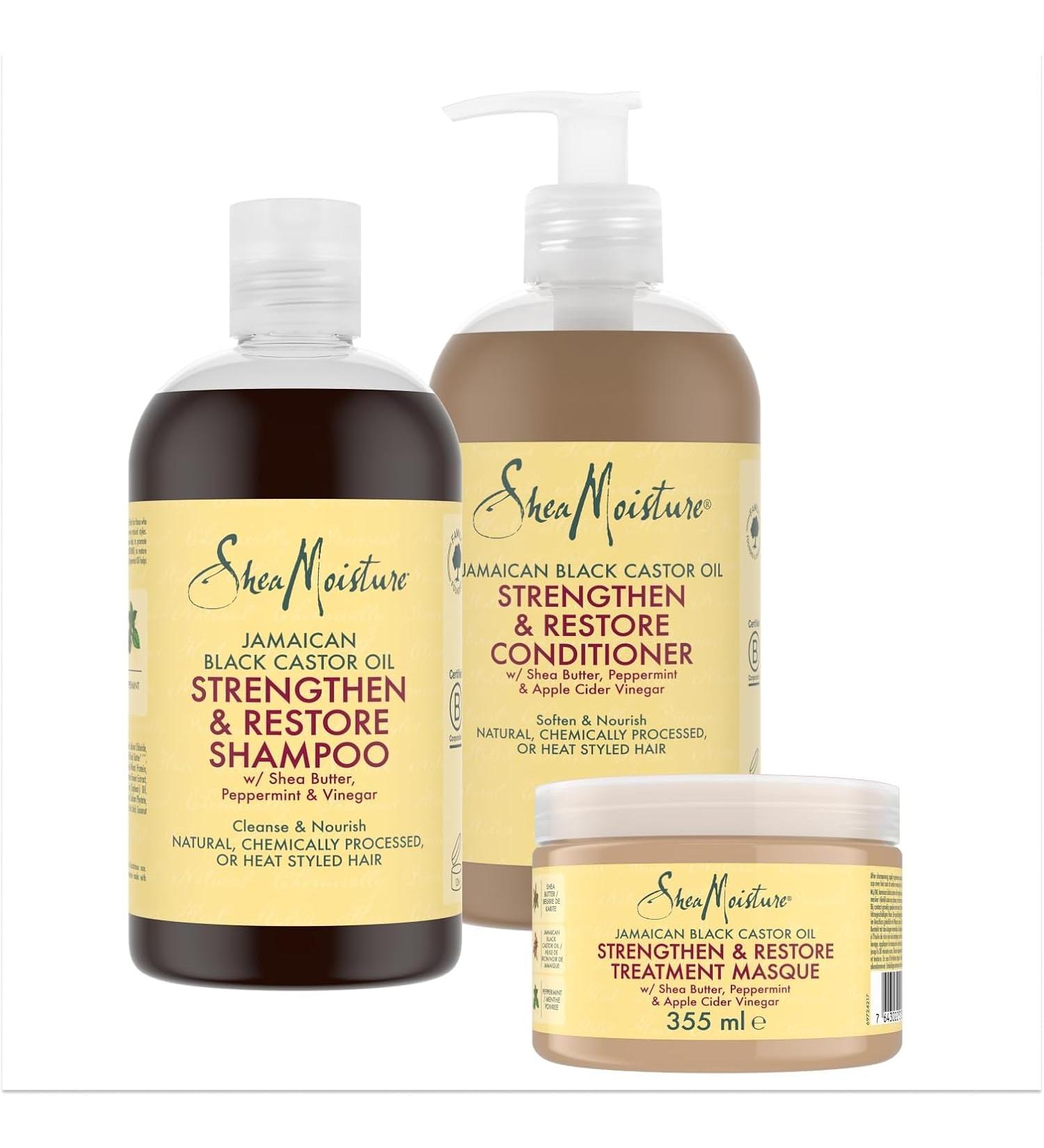 Shea Moisture Jamaican Black Castor Oil Kit with 1 x 355ml Firming Mask 1 x 384ml Shampoo 1 x 384ml Rinse Out Conditioner - Buy Online on GoSupps.com
