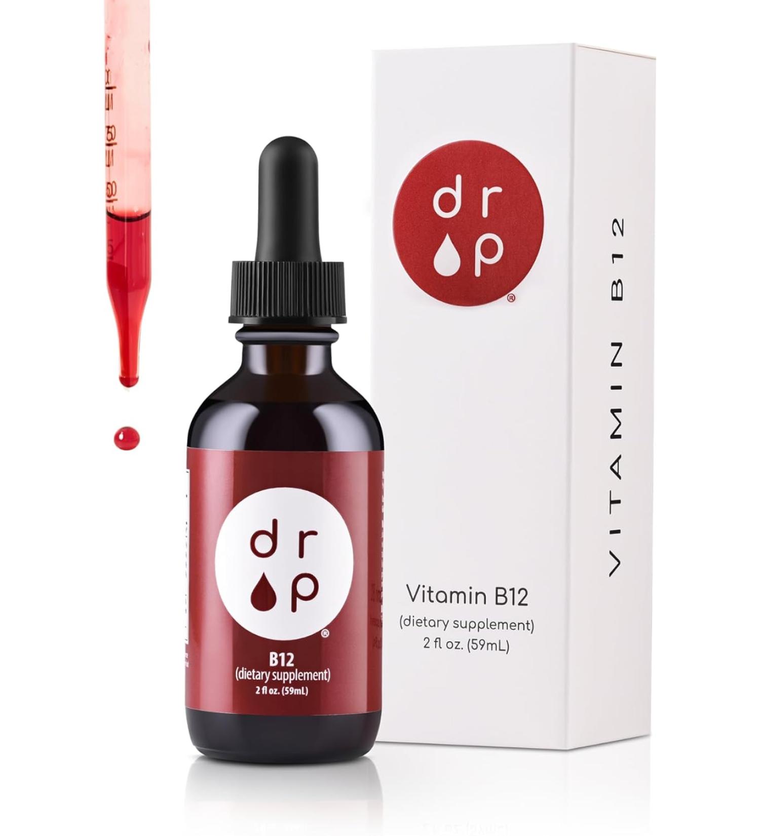 Vitamin B12 2500 mcg 2 oz Liquid Drops for Energy Production, Nervous System Health - No Artificial Preservatives, Non-GMO, Gluten Free, Vegan-Friendly - Buy Online on GoSupps.com