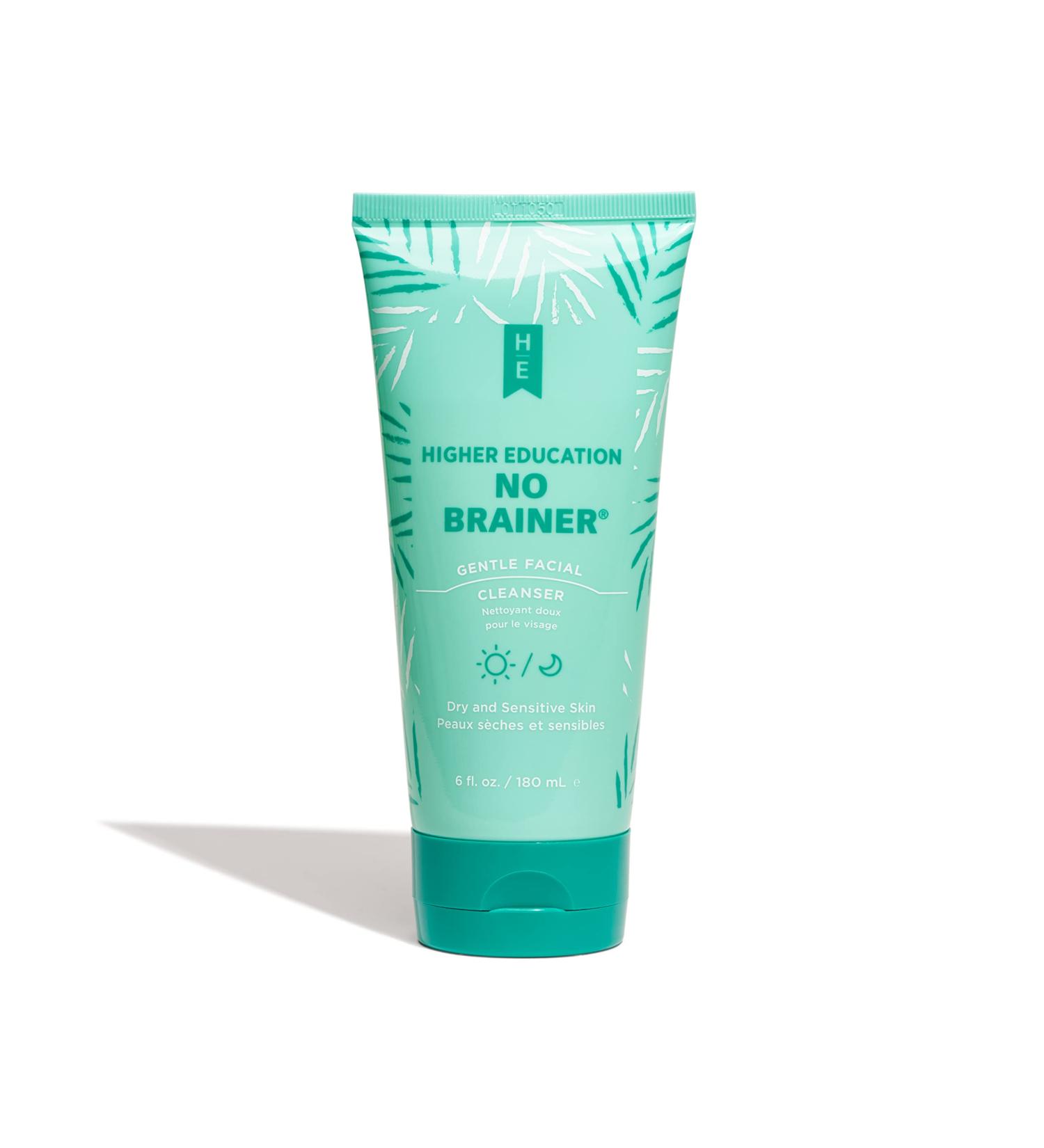 Higher Education Skincare NO BRAINER Gentle Facial Cleanser | Hydrating Face Wash for Dry & Sensitive Skin | 6 fl. oz. | Bamboo & Rice Protein | Multi-Use Shaving Gel - Buy Online on GoSupps.com
