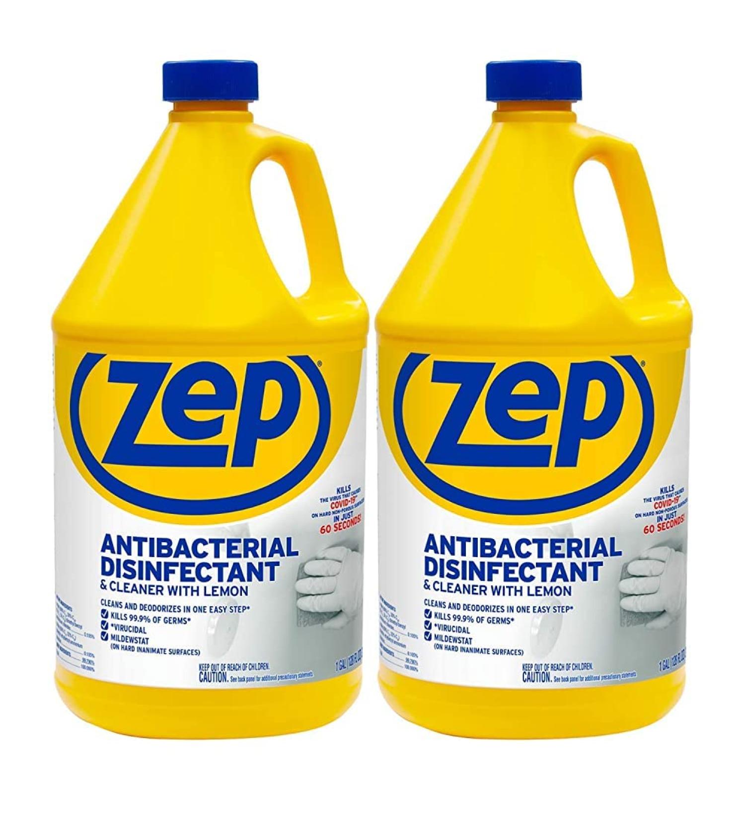 Zep Antibacterial Disinfectant & Cleaner with Lemon - 1 Gallon Case of 2 | Optimal Hard Surface Cleaner & Disinfectant for Home & Business - Buy Online on GoSupps.com