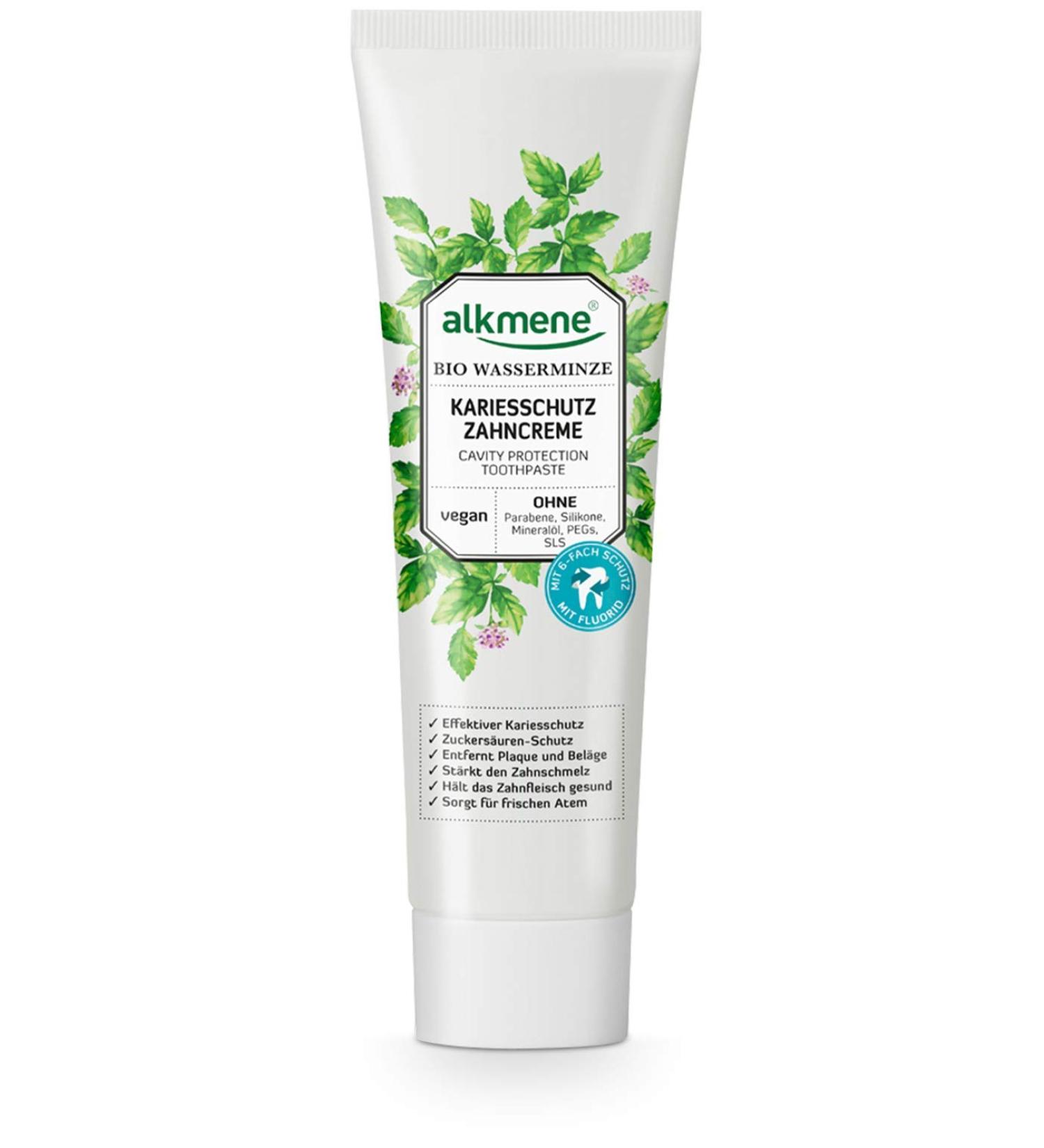 Alkmene Caries Protection Toothpaste - Organic Watermint Vegan Formula | 6-Fold Protection No Silicones Parabens SLS | 100ml - Buy Online on GoSupps.com