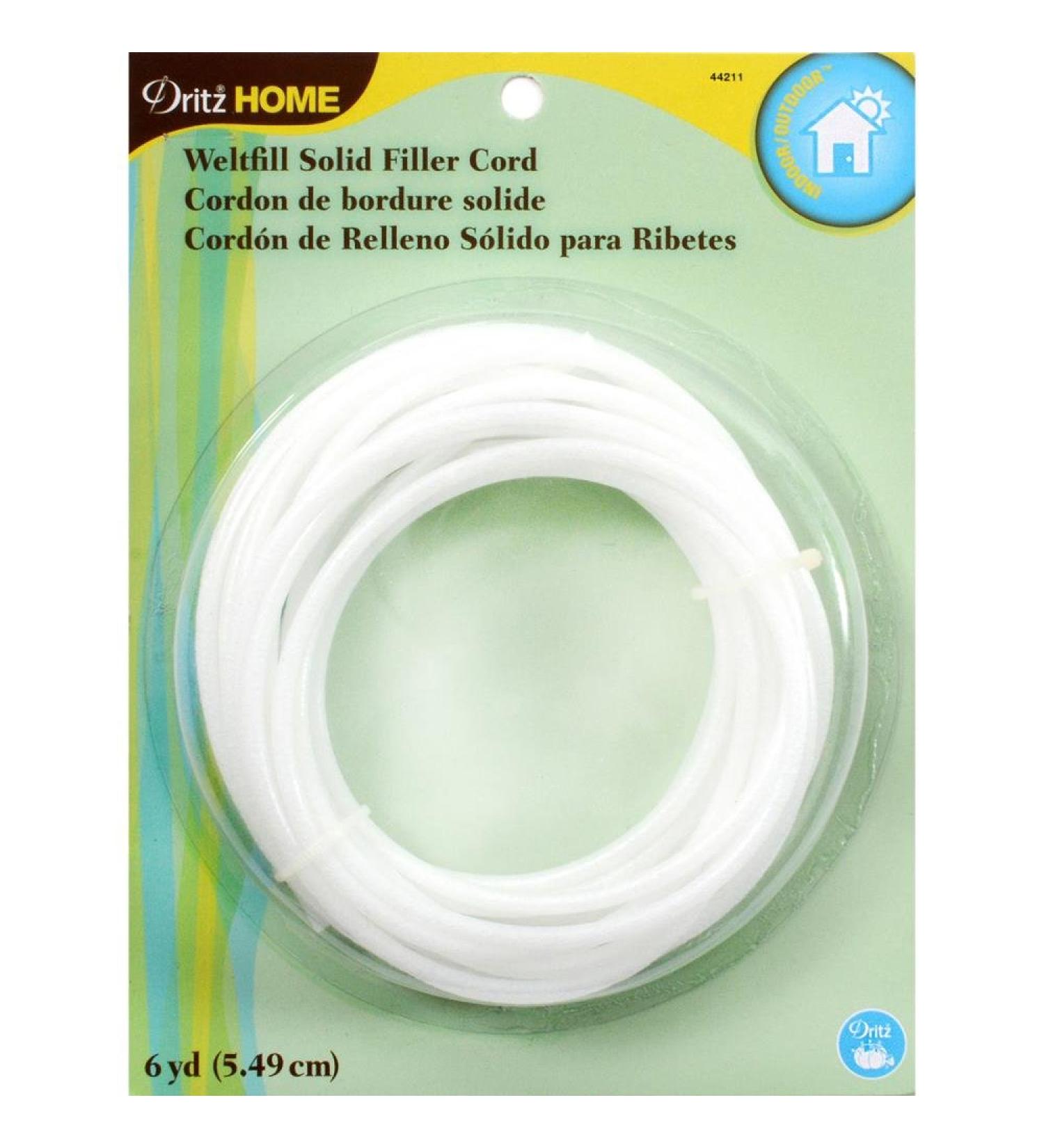 Dritz 44211 Home Weltfill Solid Filler Cord, 5/32" x 6 yd , White