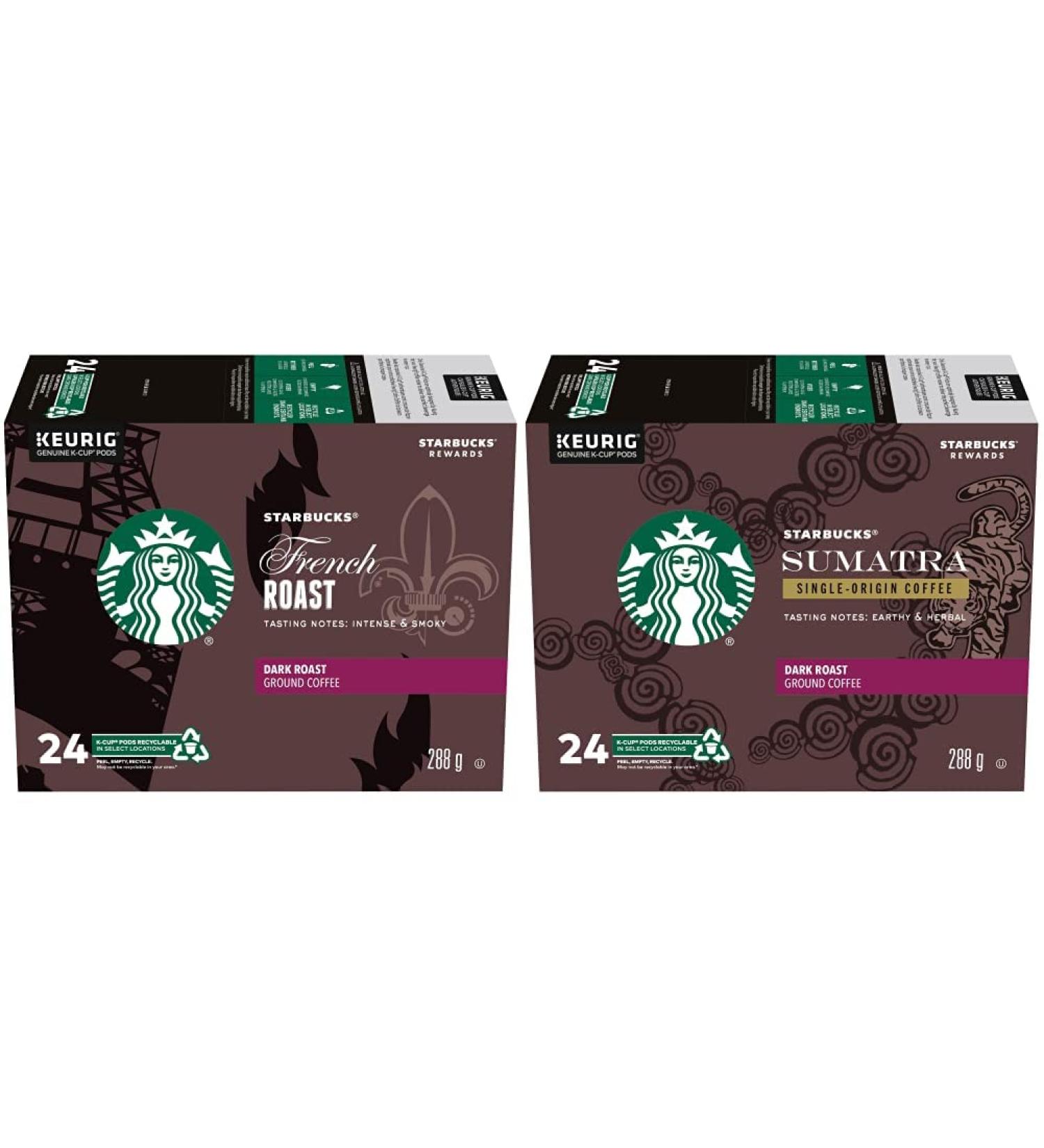 Starbucks French Roast Dark Roast Coffee Single Serve Keurig K-Cup Pods 24 Capsules & Sumatra Dark Roast Coffee Single Serve Keurig K-Cup Pods 24 Capsules - Buy Online on GoSupps.com