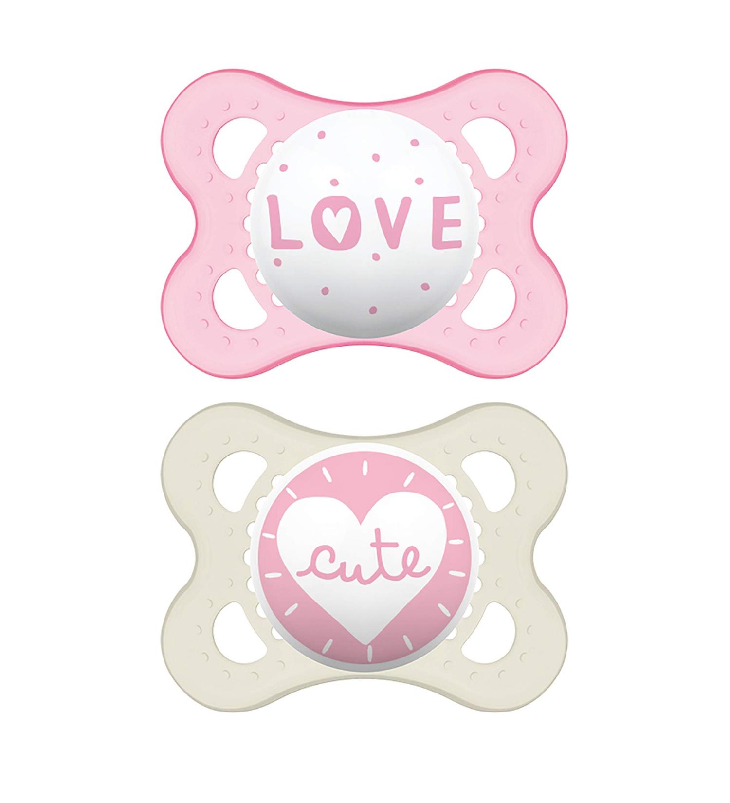 MAM Original Baby Pacifier | Nipple Shape for Healthy Oral Development | Sterilizer Case | Girl Attitude 0-6 (Pack of 2) - Buy Online on GoSupps.com