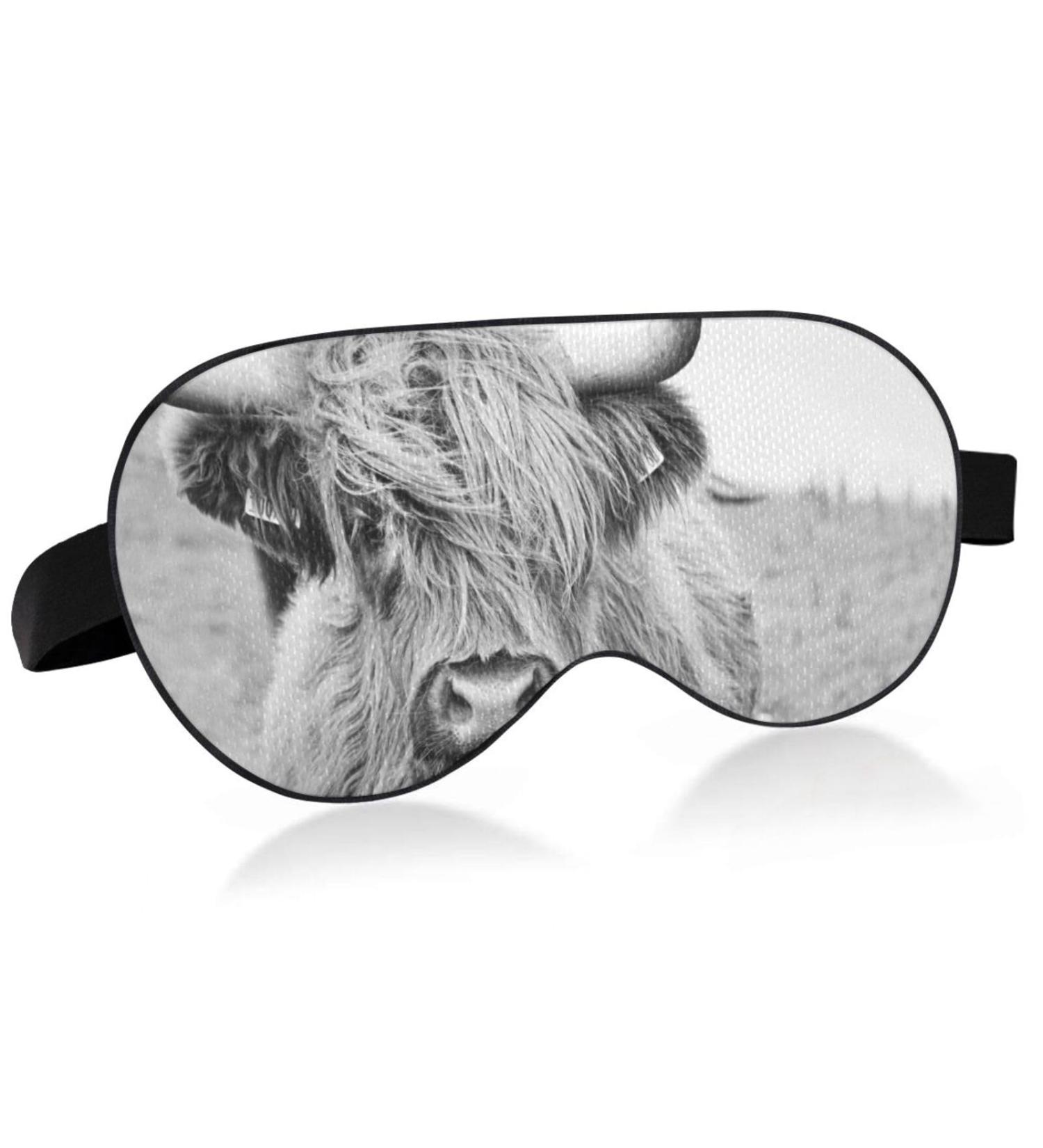 Haskirky Light Blocking Eye Mask for Men and Women | Adjustable & Breathable | Perfect for Travel, Yoga, Meditation, and Office Deep Sleep | Comfortable & Smooth | Highland Cow Design - Buy Online on GoSupps.com