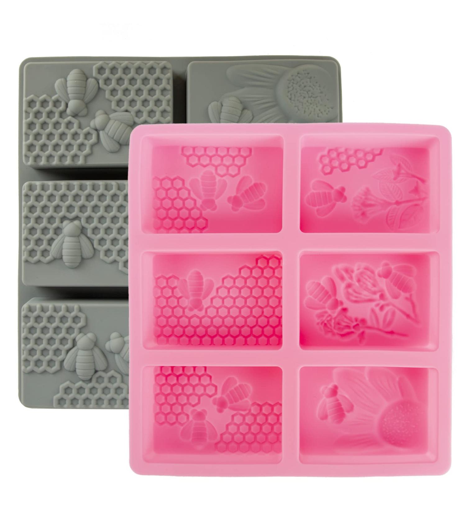 Bee Soap Silicone Fondant Molds - 2PCS Honeycomb Cake & Beehive Chocolate Mold Set - Pink & Gray - Buy Online on GoSupps.com