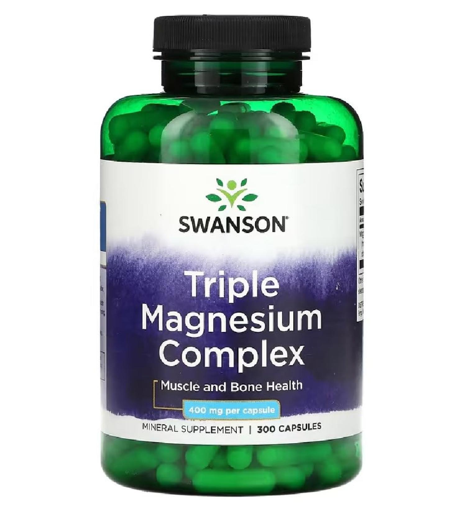 Swanson - Triple Magnesium Complex | High Quality Magnesium Supplement - 300 Capsules