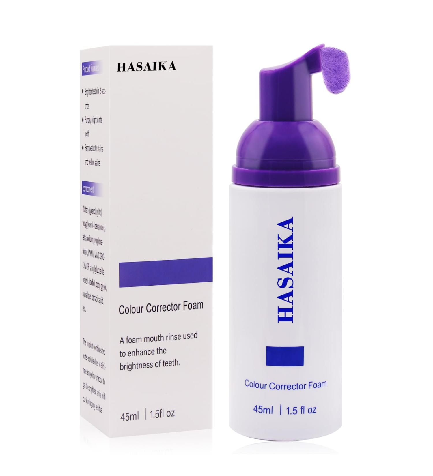 HASAIKA Color Correcting Mousse Toothpaste Purple Teeth Whitening Toothpaste Brighter Teeth Fresh Breath Toothpaste to Cancel Yellow Stains 45ml - Buy Online on GoSupps.com