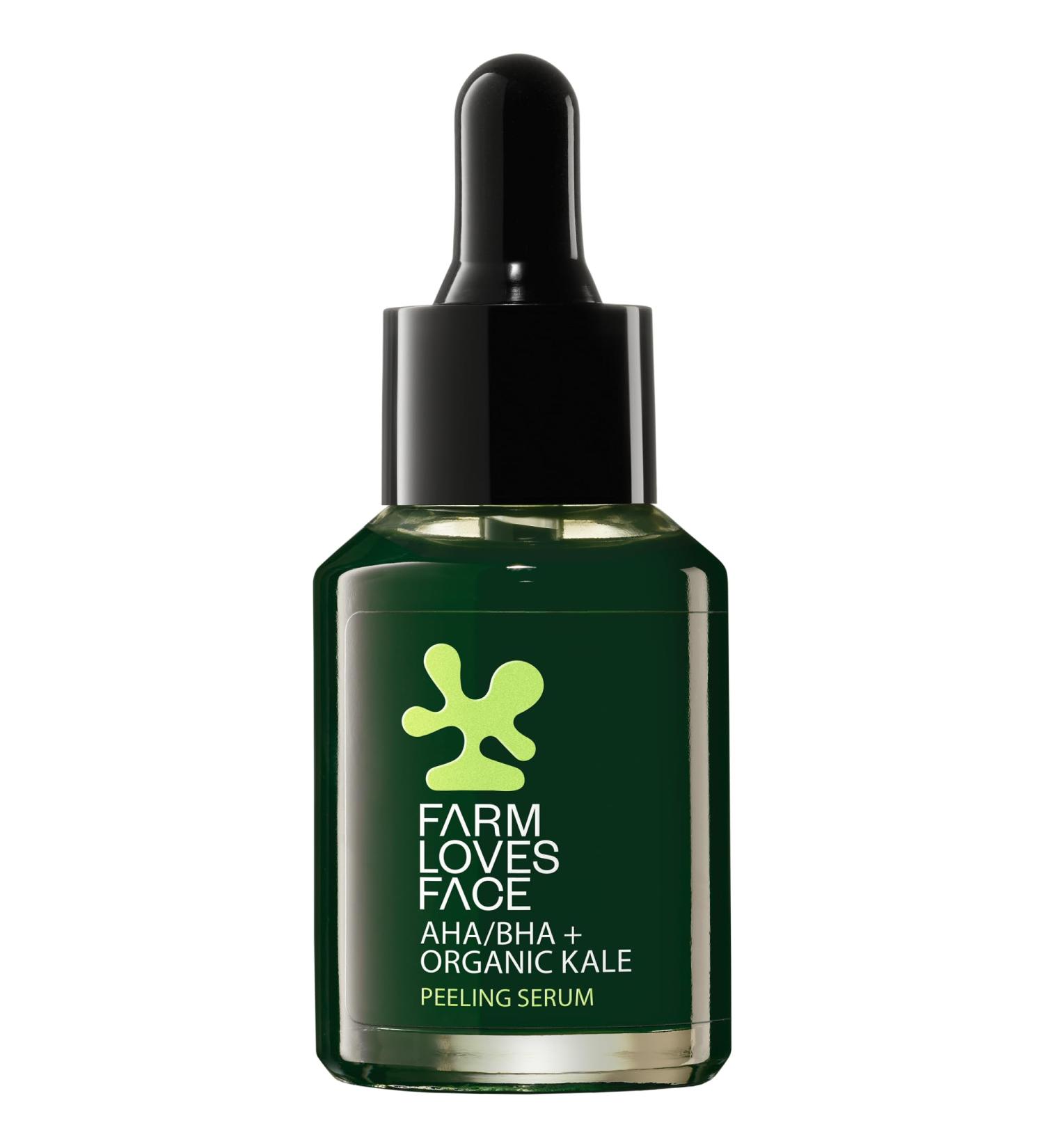 Farm Loves Face AHA/BHA + Organic Kale Green Facial Exfoliating Serum Smoothing Pore Firming Cleansing Translucent Vegan Oil-Free Fragrance-Free Alcohol-Free 1 Count (28 ml) - Buy Online on GoSupps.com