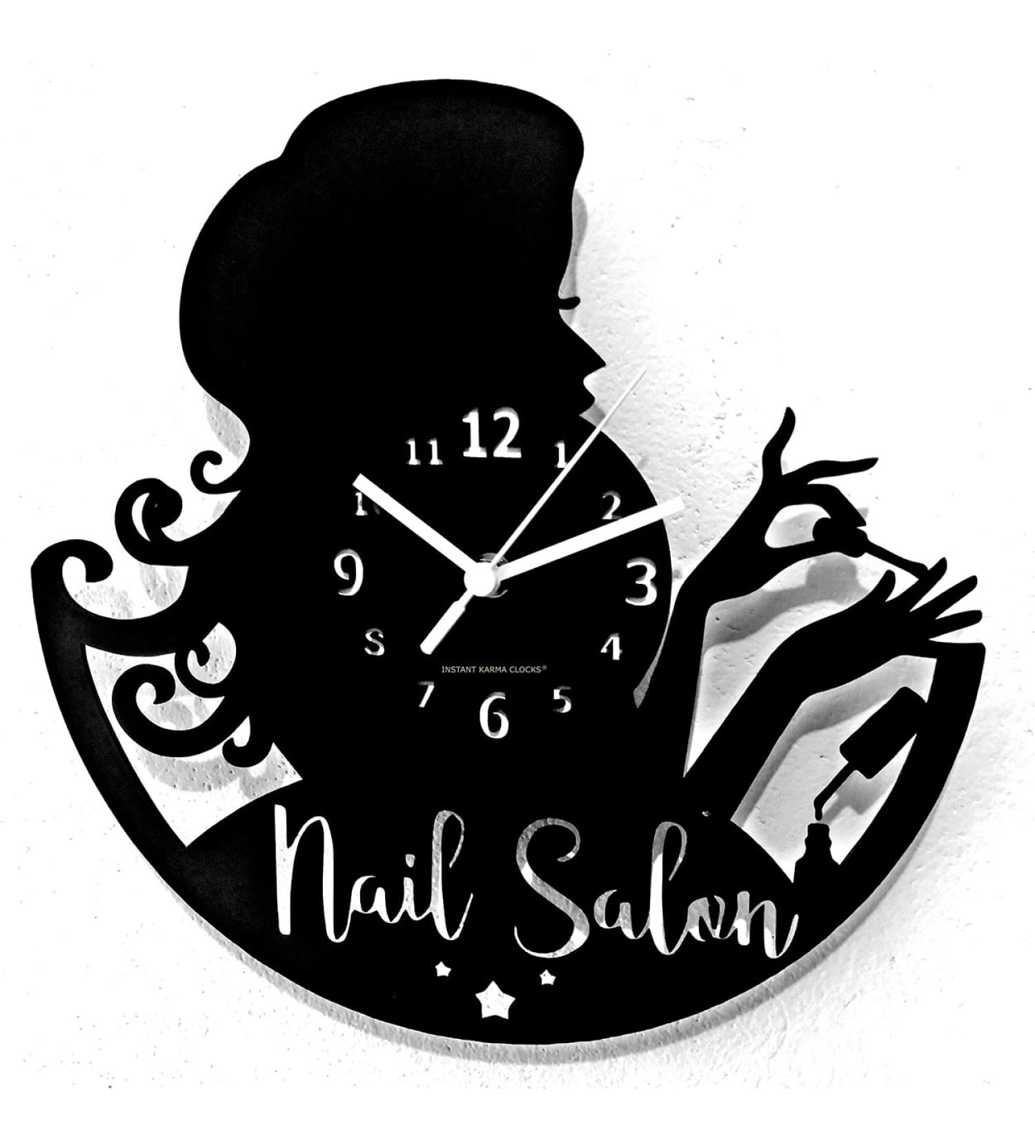 Instant Karma Clocks - Elegant Wall Clock for Nail & Beauty Salons | Model 02 Black - Ideal for Manicure & Makeup Businesses - Buy Online on GoSupps.com