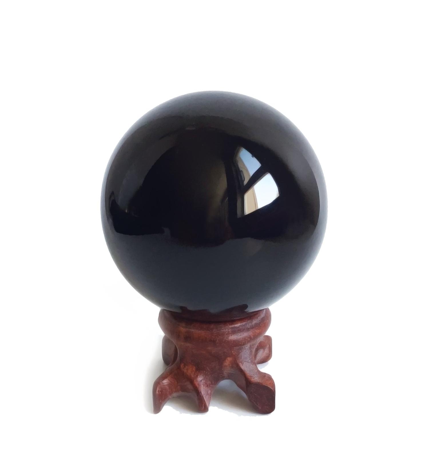 Obsidian Crystal Ball (5.6 cm) - 100% Natural Feng Shui Decor for Meditation & Fortune Telling - Buy Online on GoSupps.com