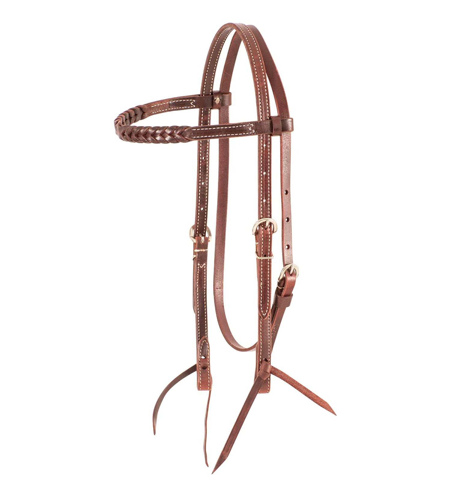Martin Saddlery Browband Headstall with Blood Knots, Chocolate