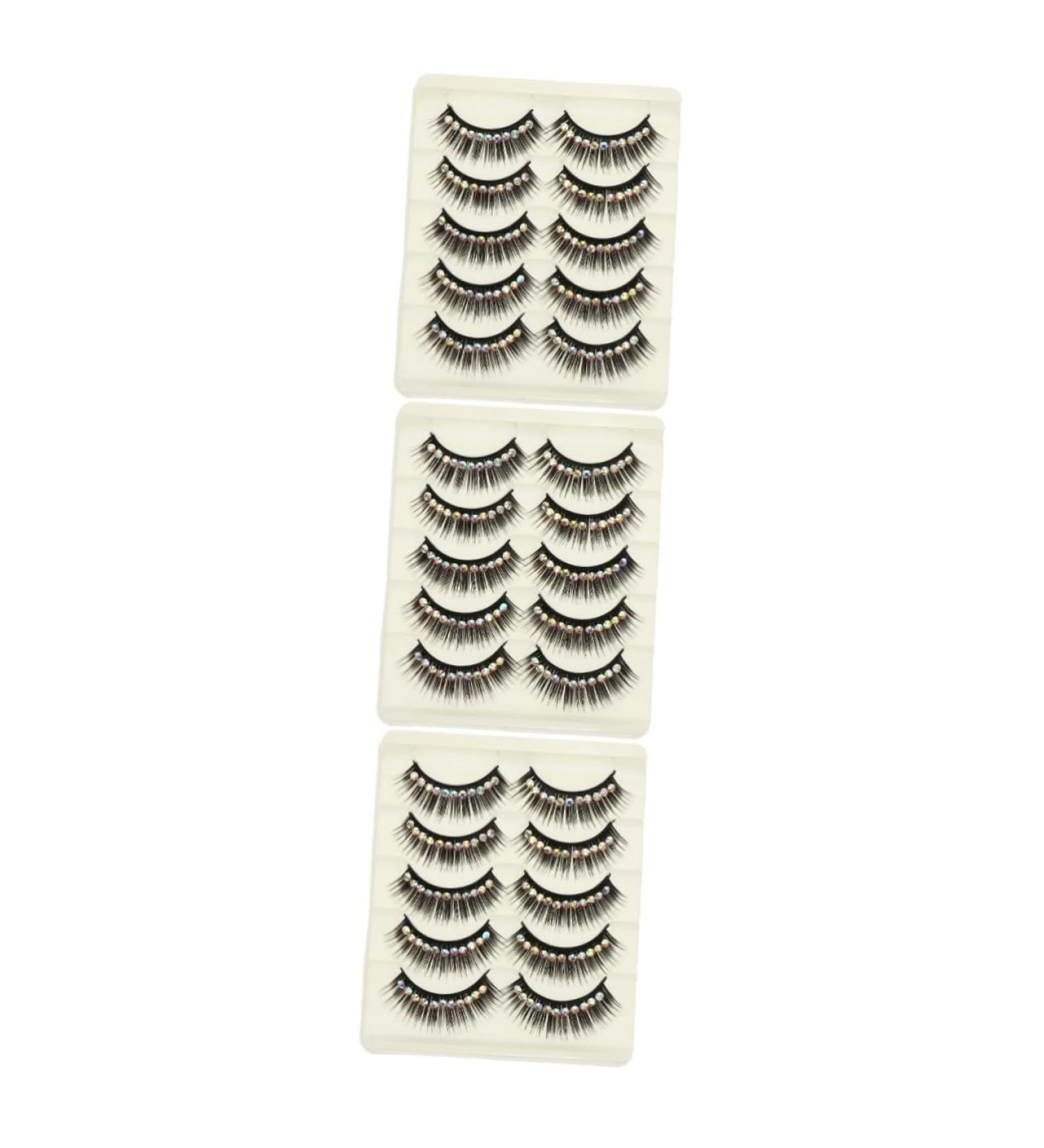 minkissy 30 Pairs Diamond False Eyelashes Fake Eyelashes Natural Exaggerated Eyelashes Cosplay Eyelash False Lashes Natural Manga Lashes Chemical Fiber Hard Stem Decorate With Diamond - Buy Online on GoSupps.com