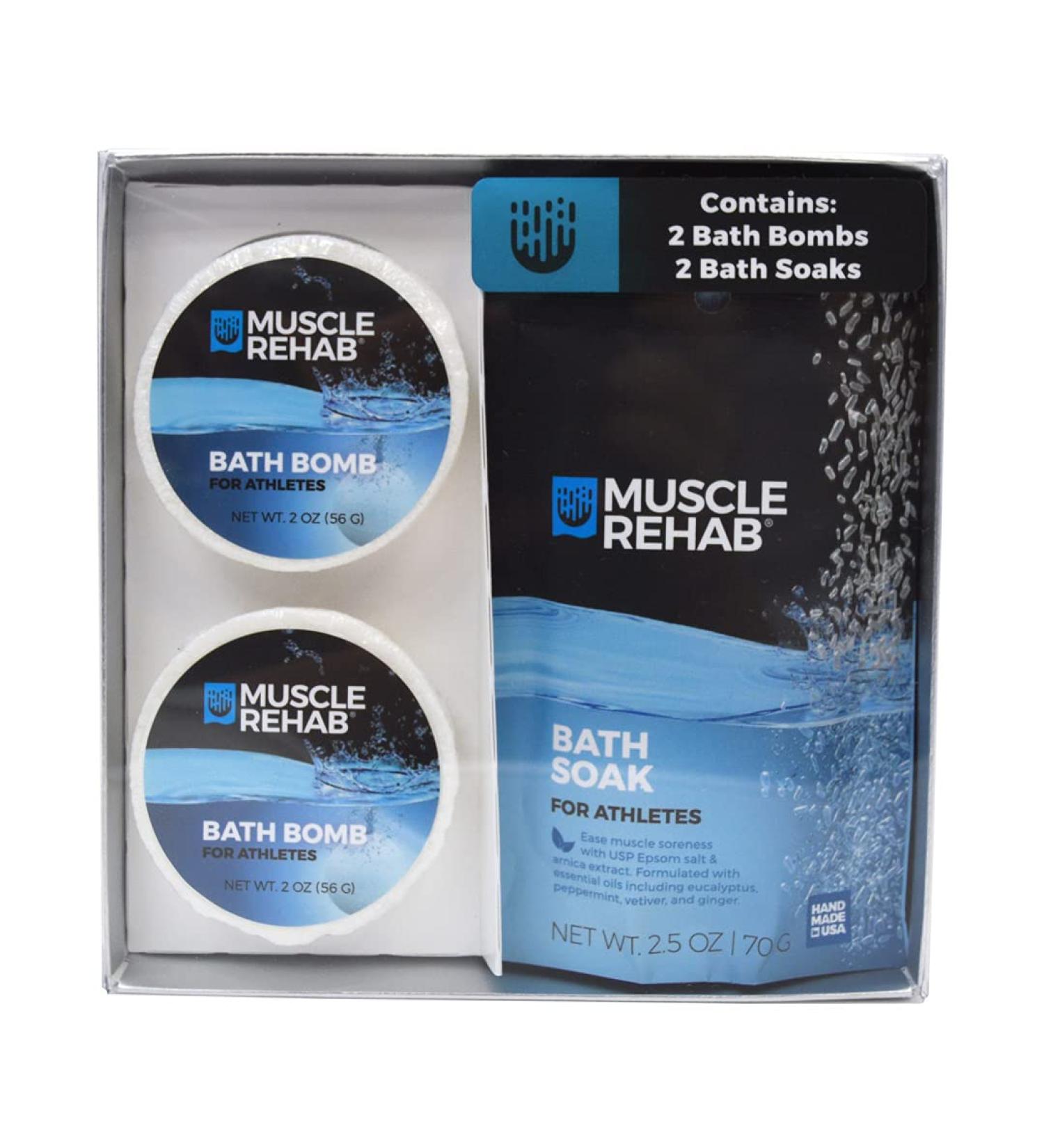 Fathers Day Gift: Muscle-Recovery Epsom Salt Bath Bombs for Pain & Tension Relief - Perfect Exercise Recovery Soak by Muscle Rehab 2 Sets - Buy Online on GoSupps.com