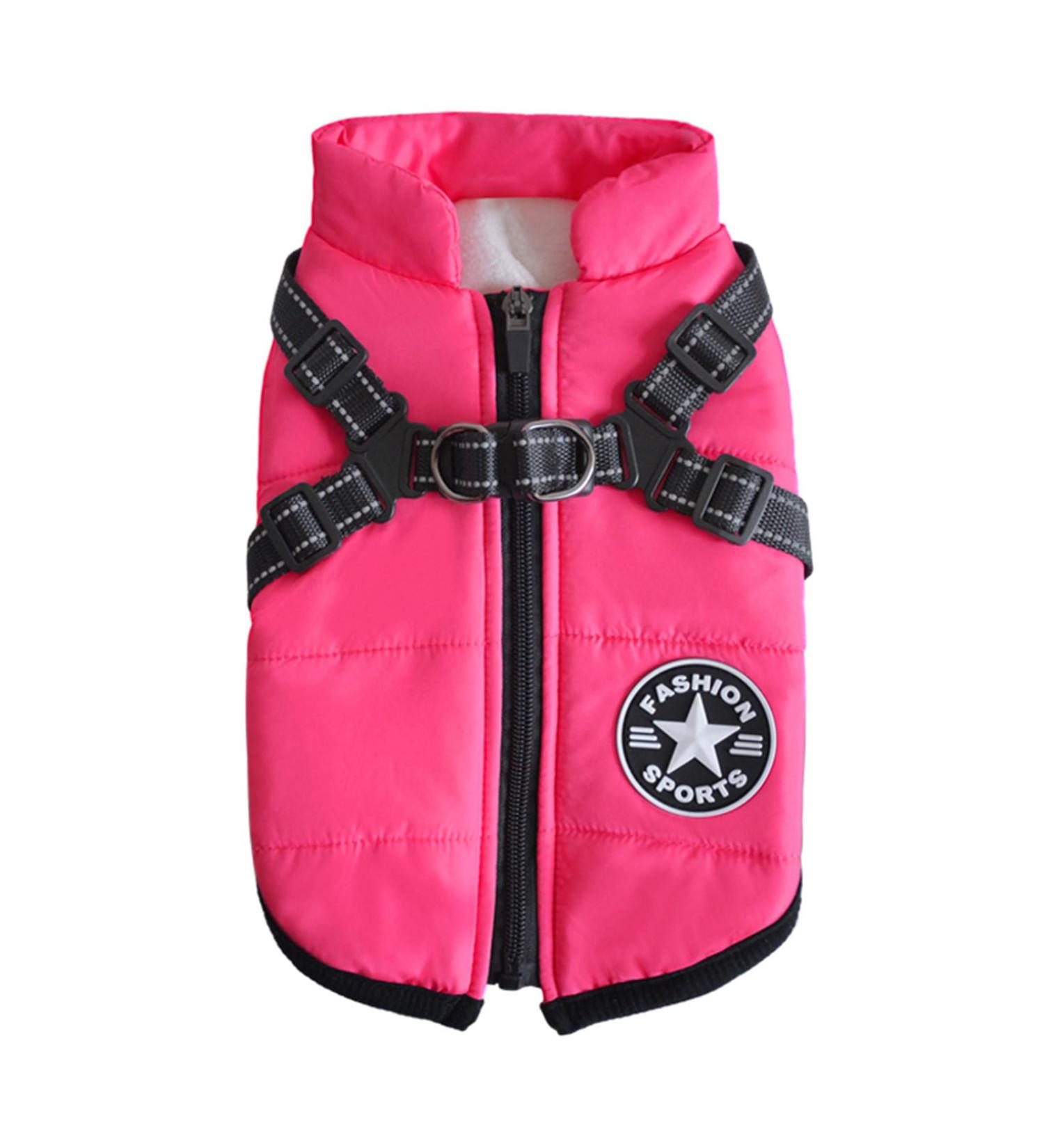 2-in-1 Dog Winter Coat & Dishes for Large Dogs | Warm Padded Vest for Cold Weather | Pink 3XL Dog Jacket - Perfect for Cats & Puppies - Buy Online on GoSupps.com