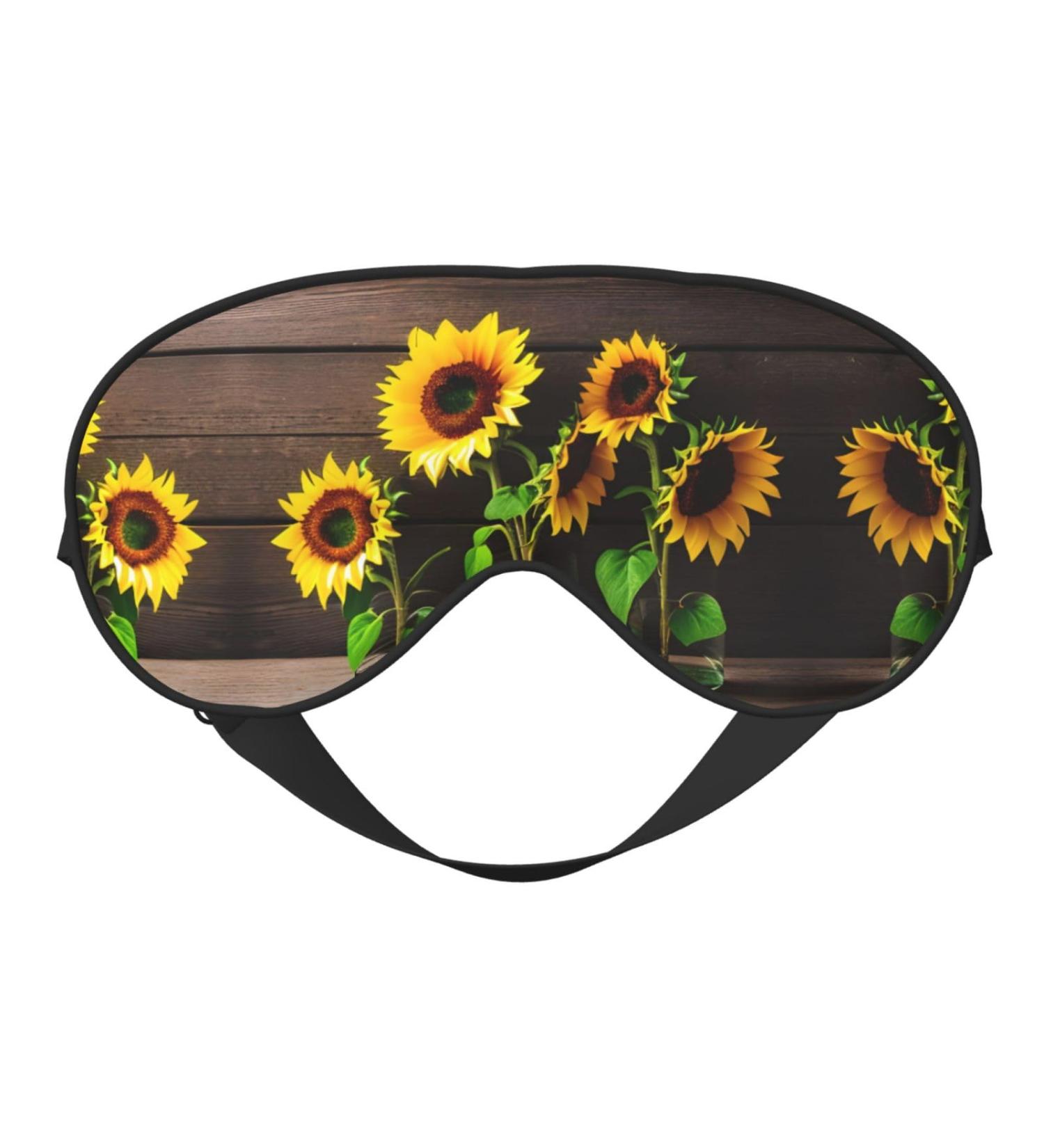 Three Sunflowers Wooden Sleep Mask | Adjustable Breathable & Fashionable Eye Mask for Comfortable Sleep | International Shipping Available - Buy Online on GoSupps.com