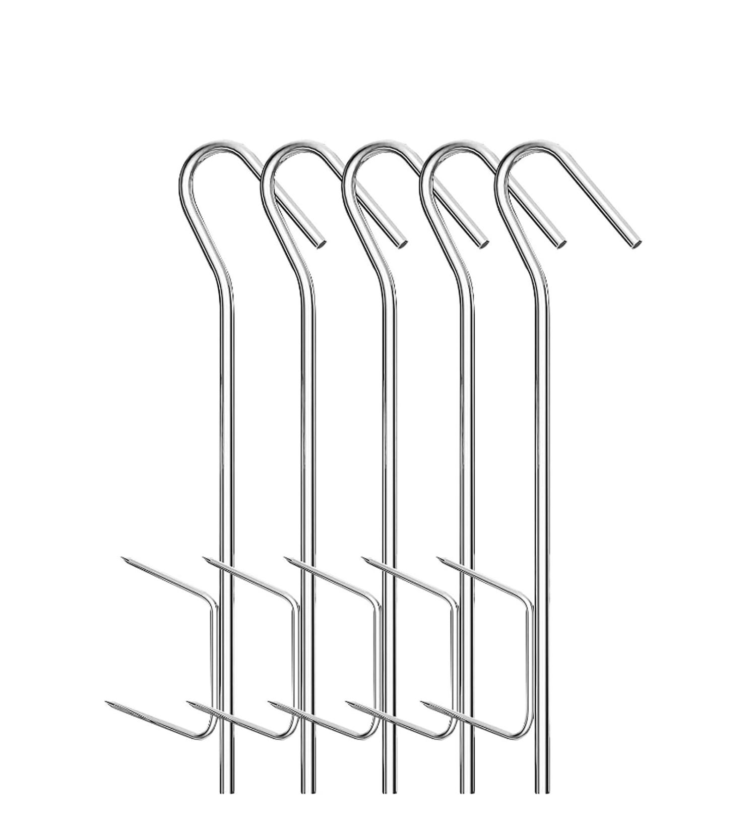 BSSMMAI Smoked Hooks Set - 6 Double Pointed Stainless Steel 21cm Hooks for Smoking Fish Meat & Sausage | Premium Quality BBQ Accessories - Buy Online on GoSupps.com