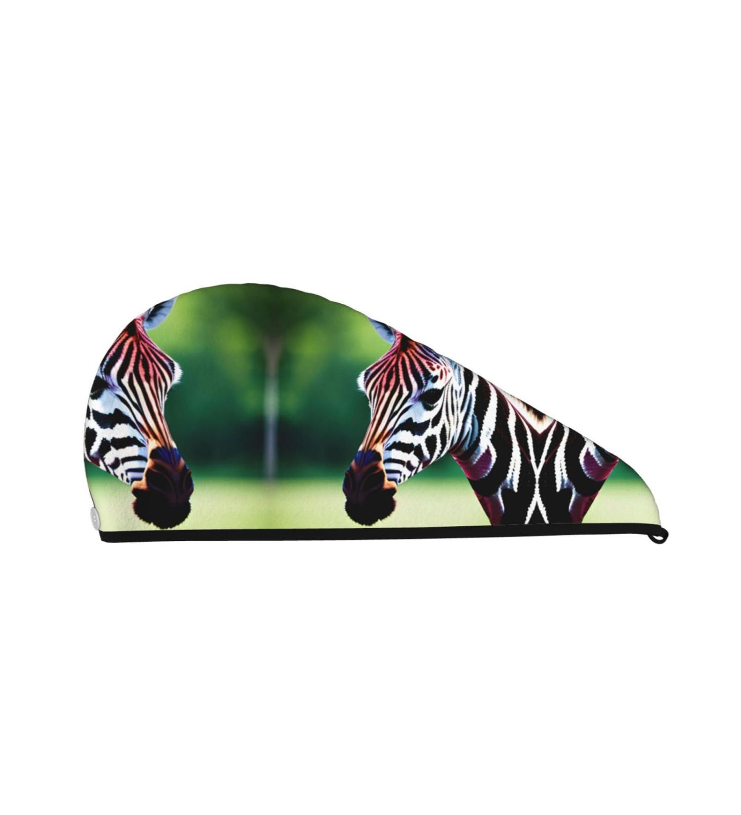 Zebra & Giraffe Coral Velvet Dry Hair Cap | Quick-Dry Hair Towel Wrap for Men & Women | Travel & Home Essential - Buy Online on GoSupps.com