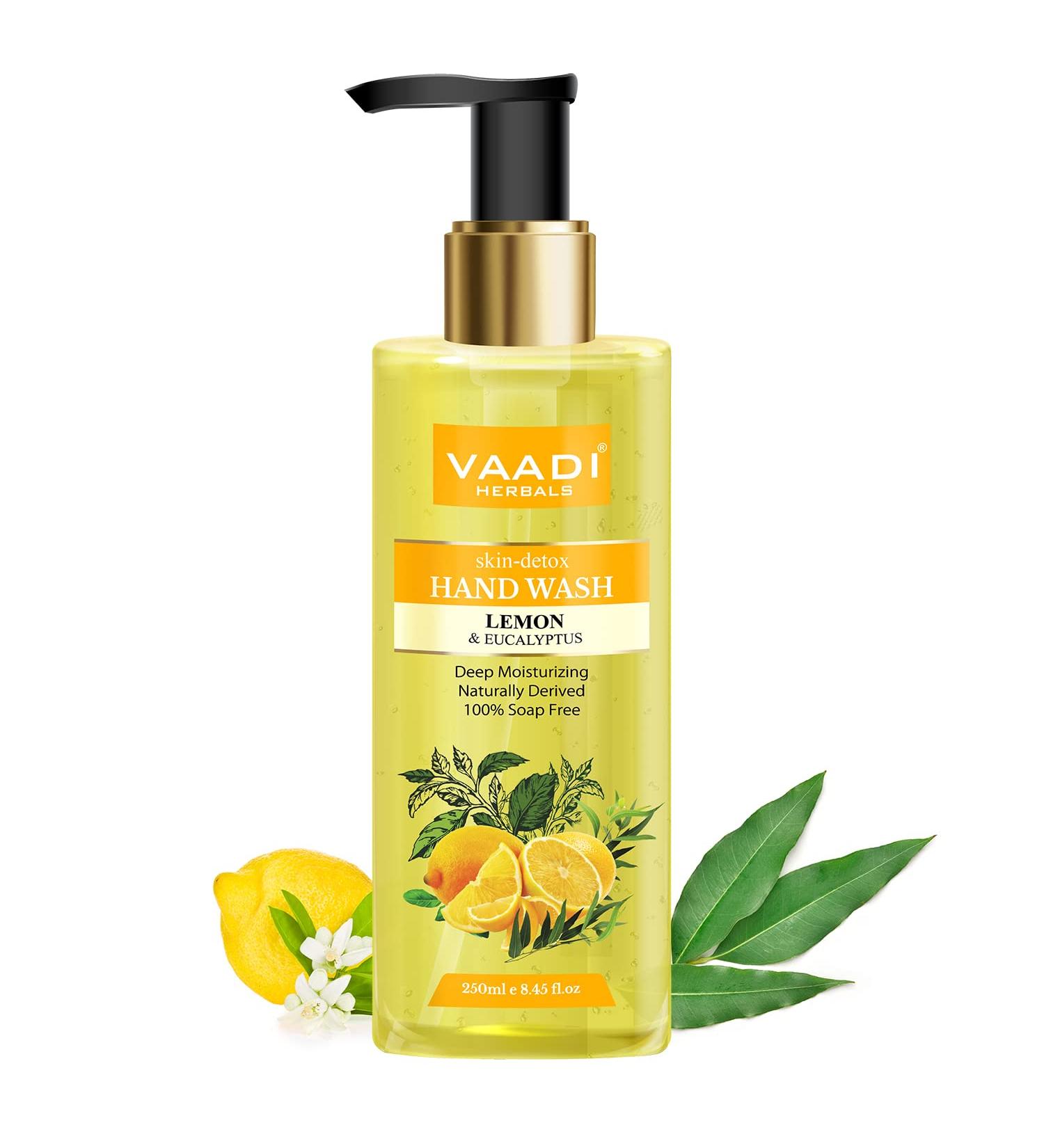 Buy Vaadi Herbals Skin Detox Lemon & Eucalyptus Hand Wash 250 ml | Natural Antibacterial Cleanser for Healthy Skin - International Shipping - Buy Online on GoSupps.com