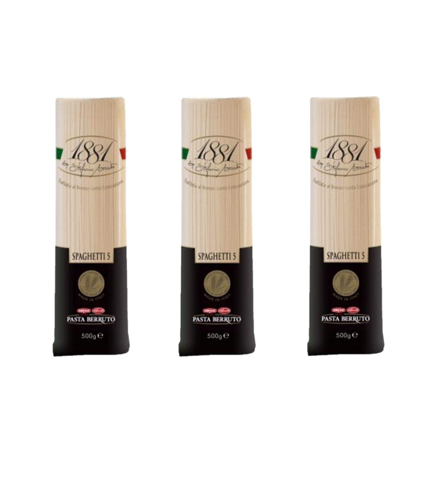 Pasta Berruto - 1881 Set of 3 Italian Pasta Spaghetti No. 5 1881 Pasta Berruto Pack of 500 g