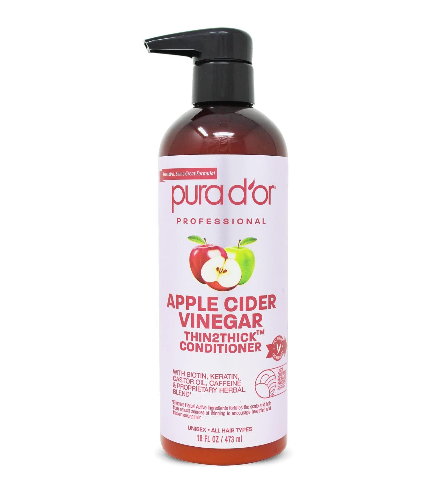 Pura D'or Apple Cider Vinegar Thin2Thick Conditioner 16 fl oz - Nourish & Strengthen Hair - Buy Online on GoSupps.com