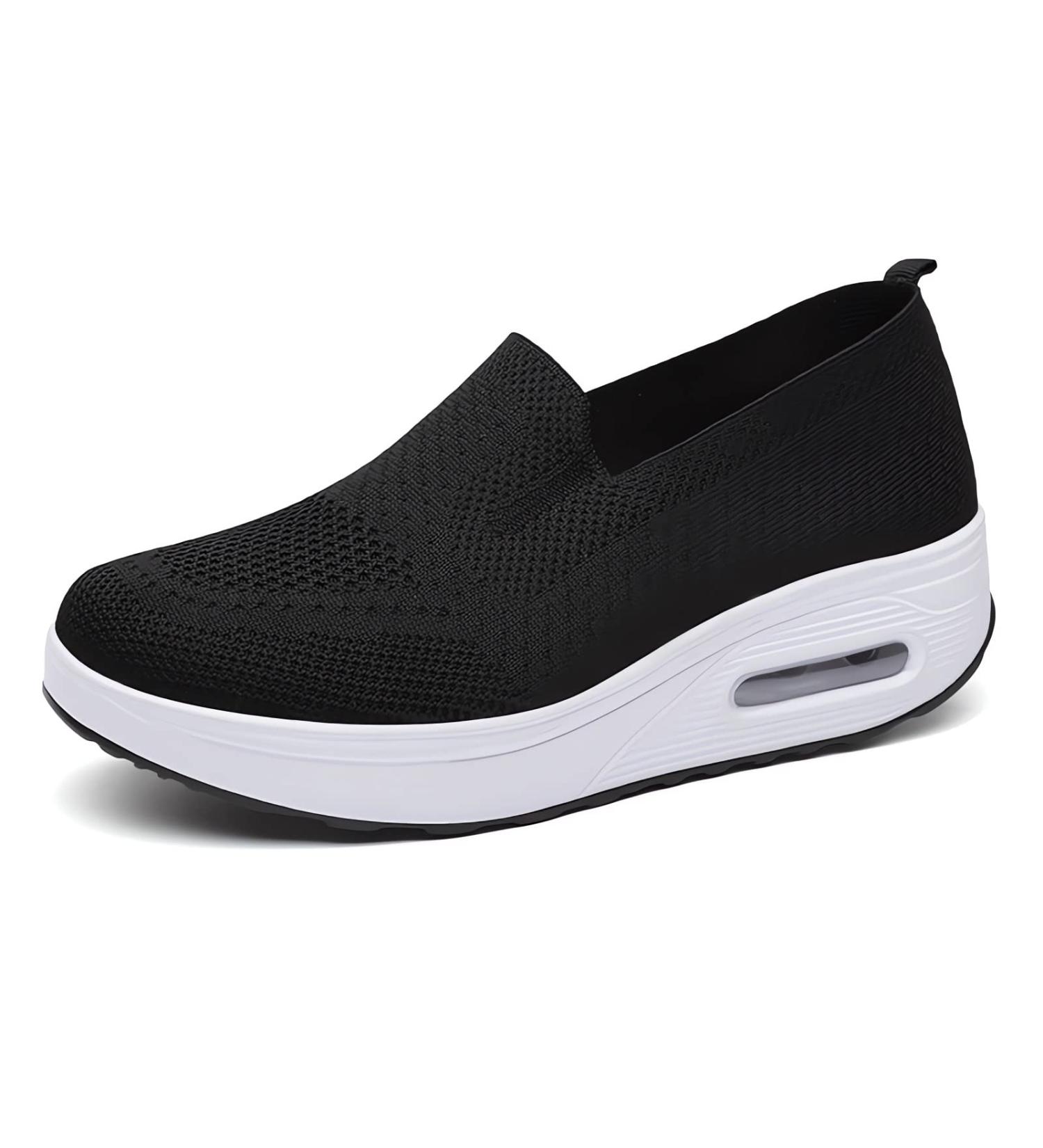 2023 New Women's Orthopedic Sneakers - Black Air Cushion Slip-On Walking Shoes with Arch Support - Buy Online on GoSupps.com