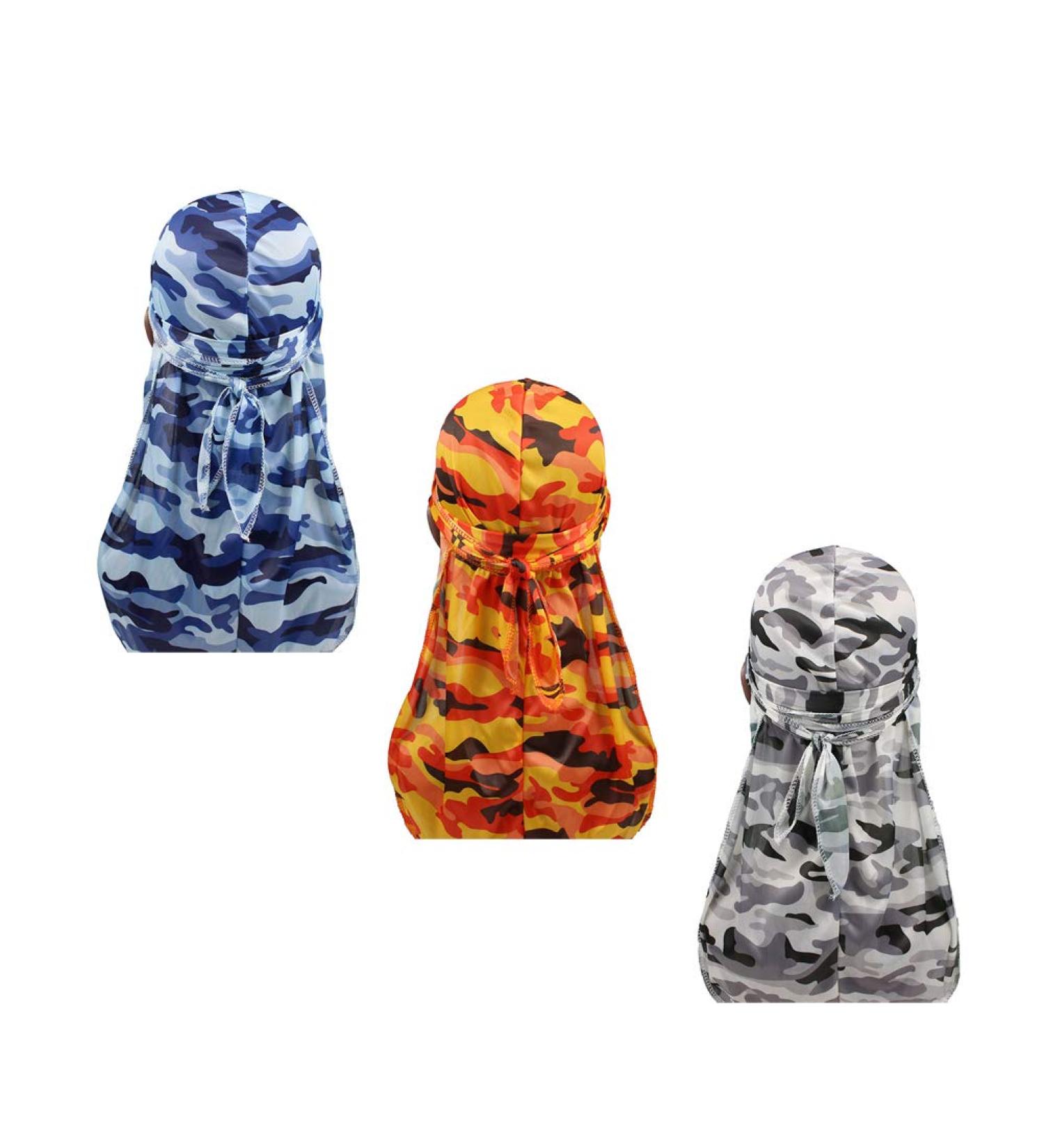 Premium Military Camouflage Silky Durags (3-Pack) - Long Tail Doo Rag for 360 Waves Men - Buy Online on GoSupps.com