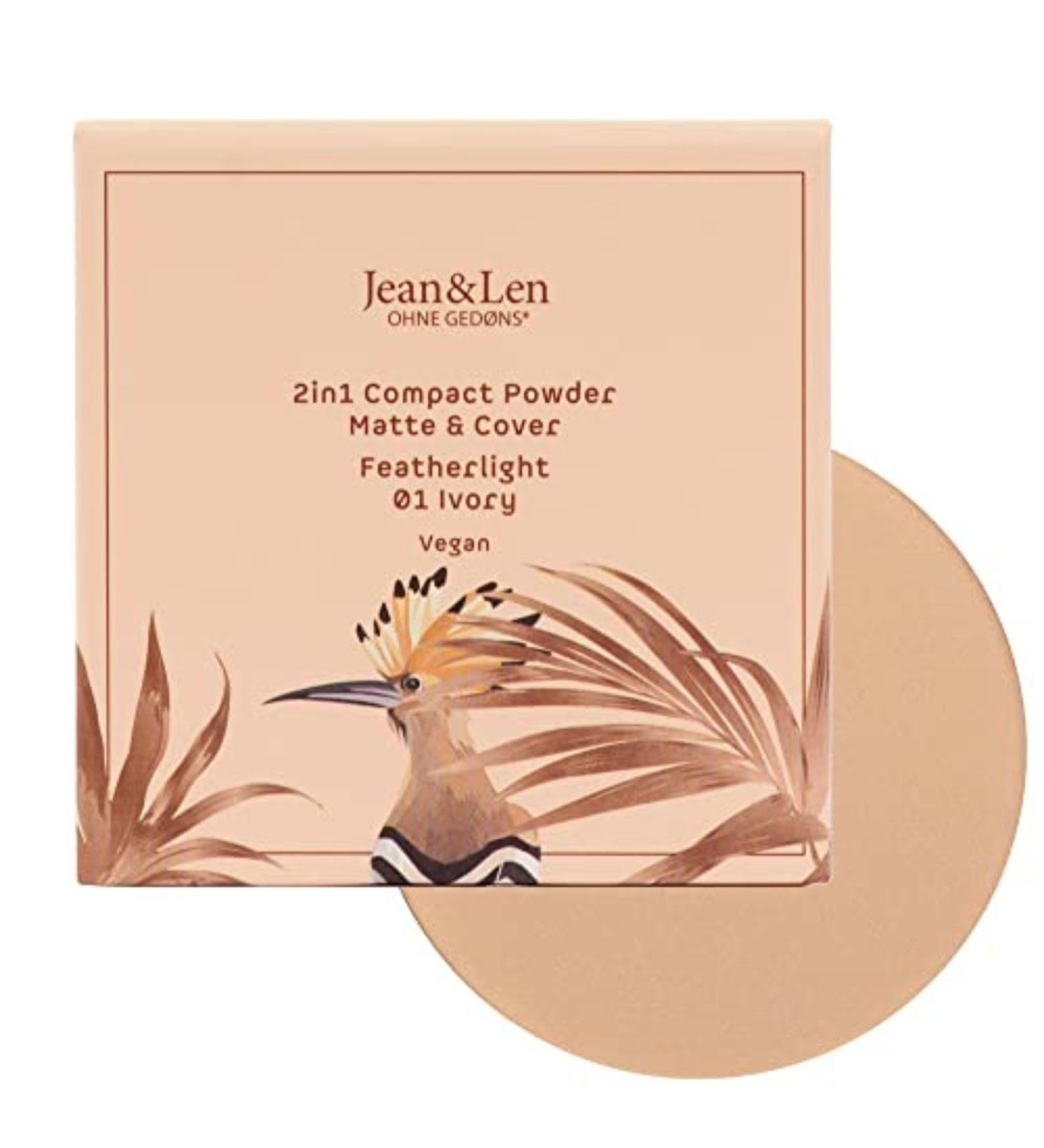 Jean & Len 2in1 Compact Powder Matte & Cover 01 Ivory - Vegan Paraben-Free Lightweight Face Powder for Perfect Skin Tone - 10g - Buy Online on GoSupps.com