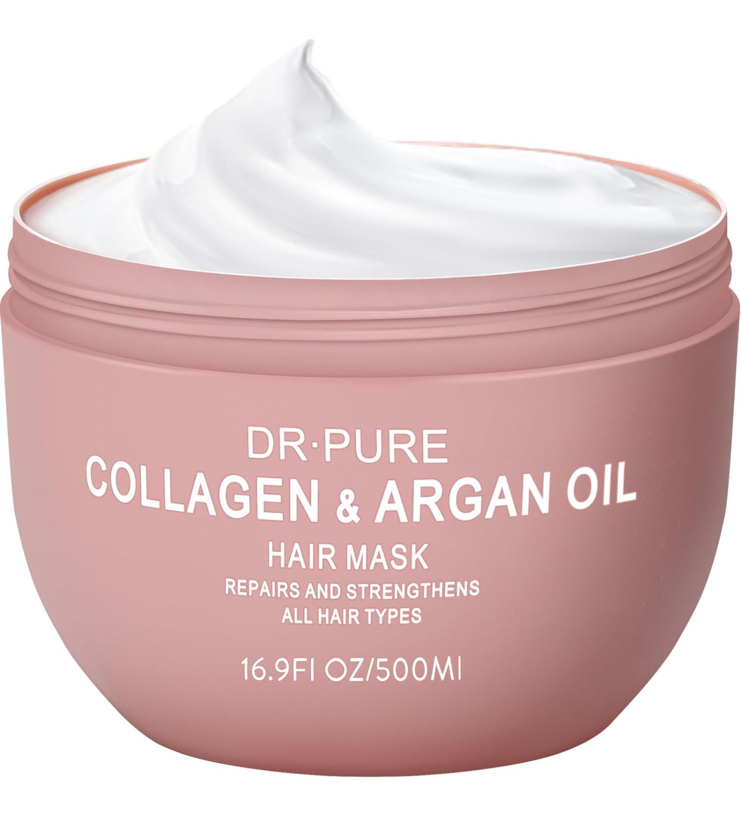Collagen Hair Mask for Damaged Hair | Deep Repair Keratin Treatment with Argan Oil | 500ml For All Hair Types - Buy Online on GoSupps.com