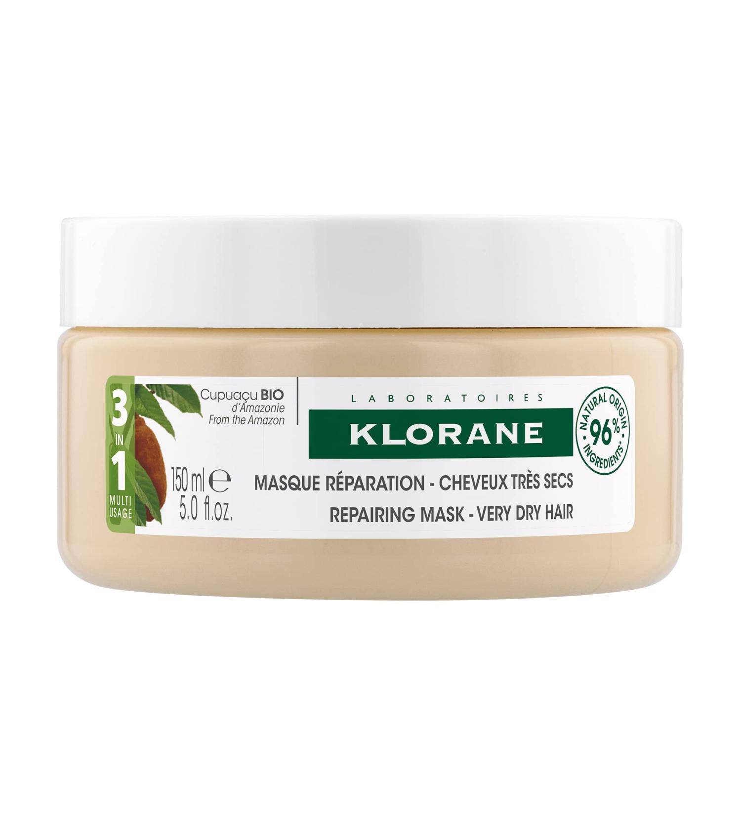 Klorane - 3-in-1 Mask with Organic Cupuacu Butter Nourishing & Repairing for Very Dry Damaged Brittle Hair Classic Mask Overnight Leave-in Cream SLS/SLES-Free Biodegradable 150ml Beige - Buy Online on GoSupps.com