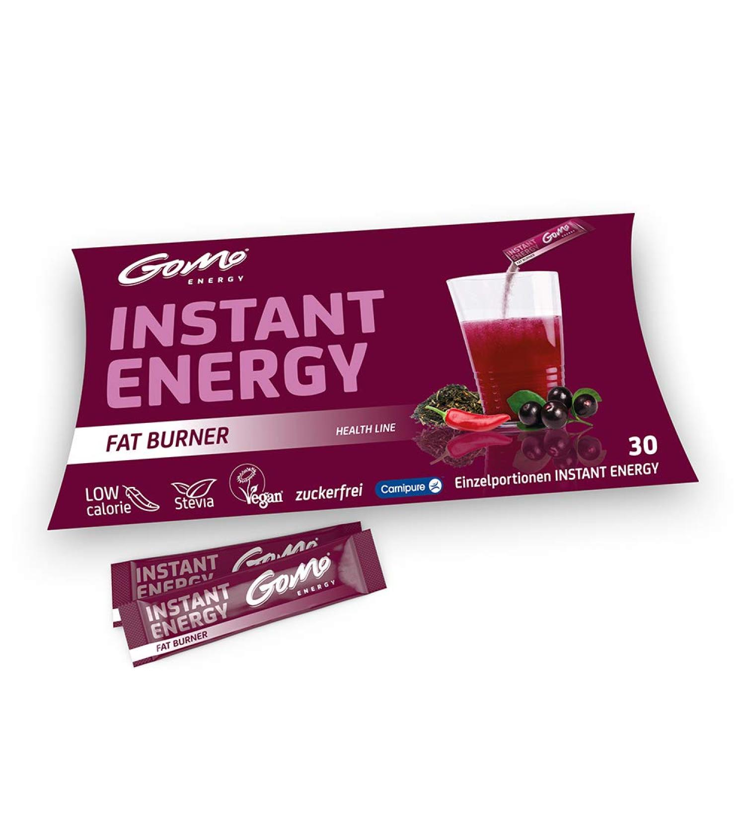Buy Gomo Energy Instant Powder | Sugar-Free Fat Burner with L-Carnitine & Acai | 30 Portions for Energy & Metabolism Boost - Buy Online on GoSupps.com