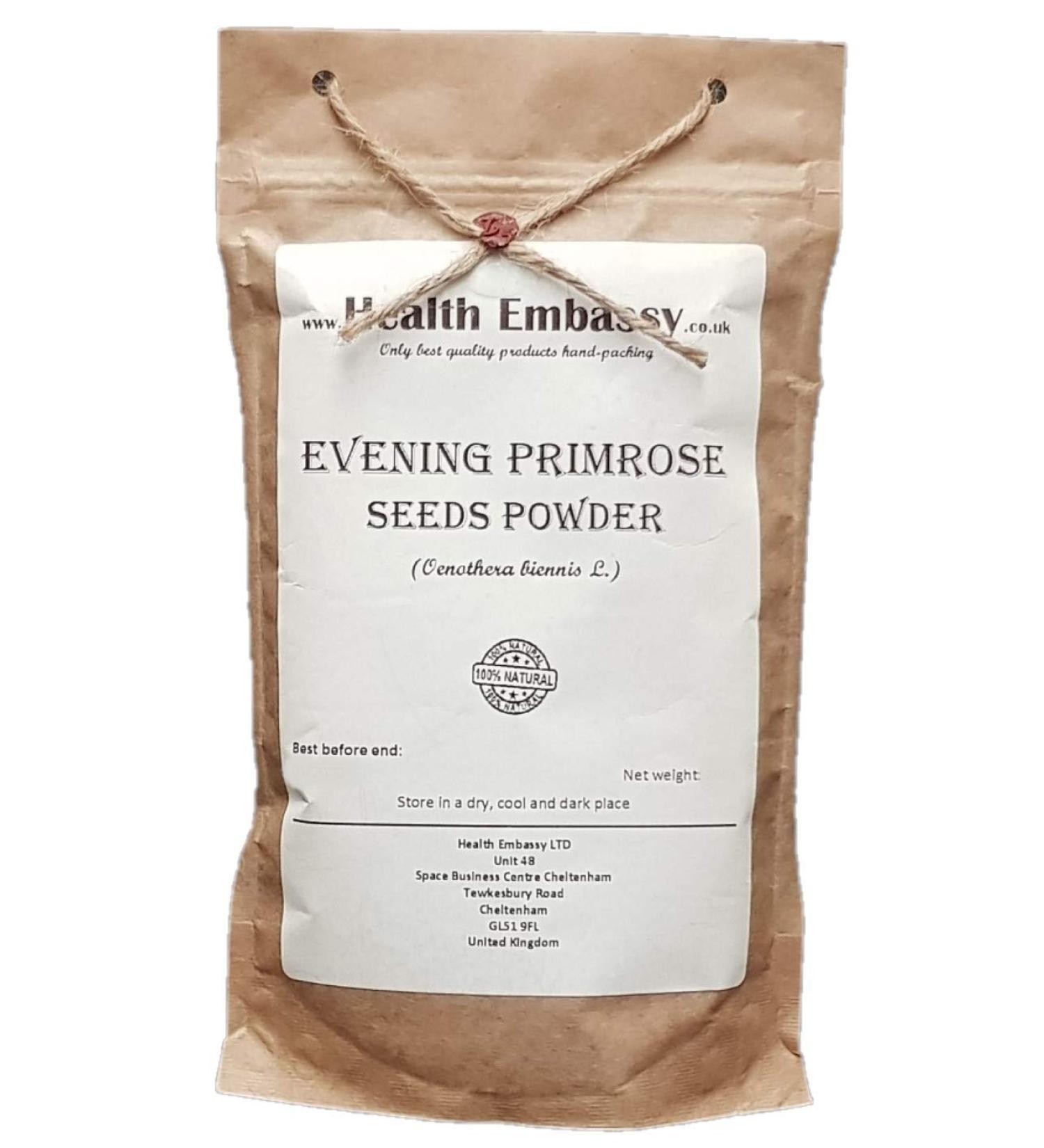Health Embassy Evening Primrose Seeds Powder 100g - Premium Oenothera Biennis for Health Benefits | International Shipping - Buy Online on GoSupps.com