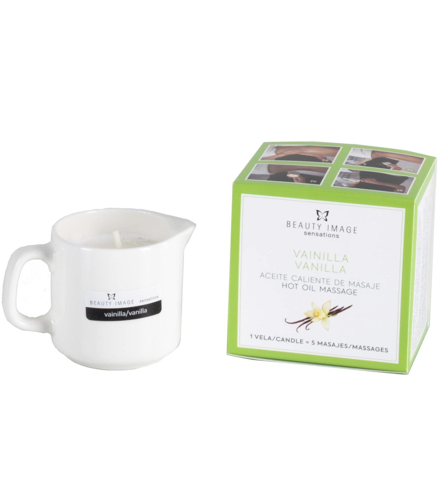 Beauty Image Vanilla Massagerze-Groß-Energetizing.Vegetter vanilla and cocoa 80 g of 4 to 5 full body massages Hot oil for professional massage.