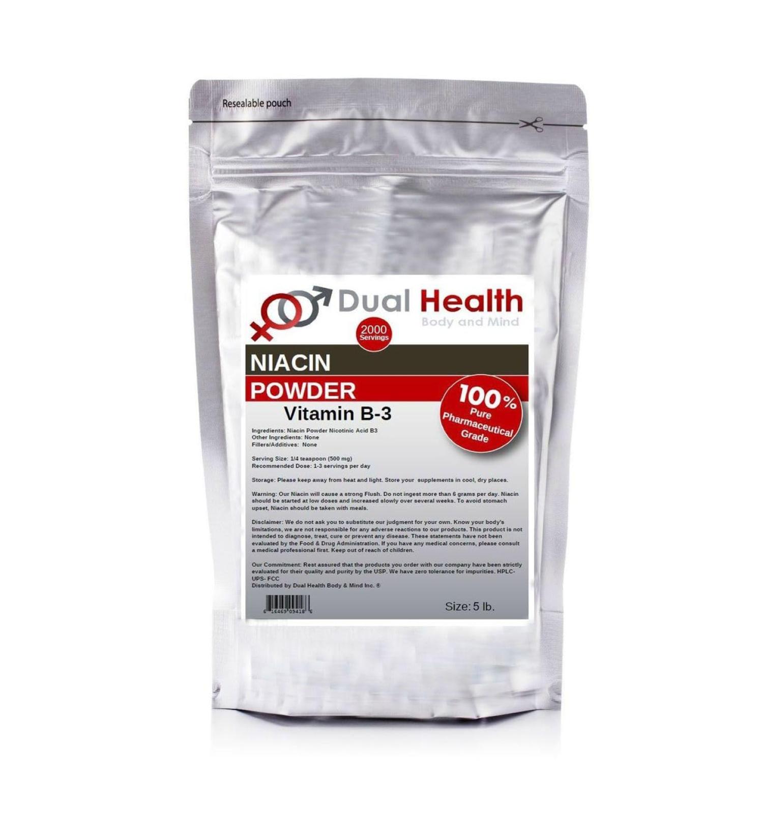 Niacin Powder (5 lbs) Vitamin B3 Bulk Supplement Immediate Release Niacin with Flush Nicotinic Acid Non-GMO Vegan Gluten Free Company Fast Absorption No GMOs Fillers Additives or Heavy Metals - Buy Online on GoSupps.com