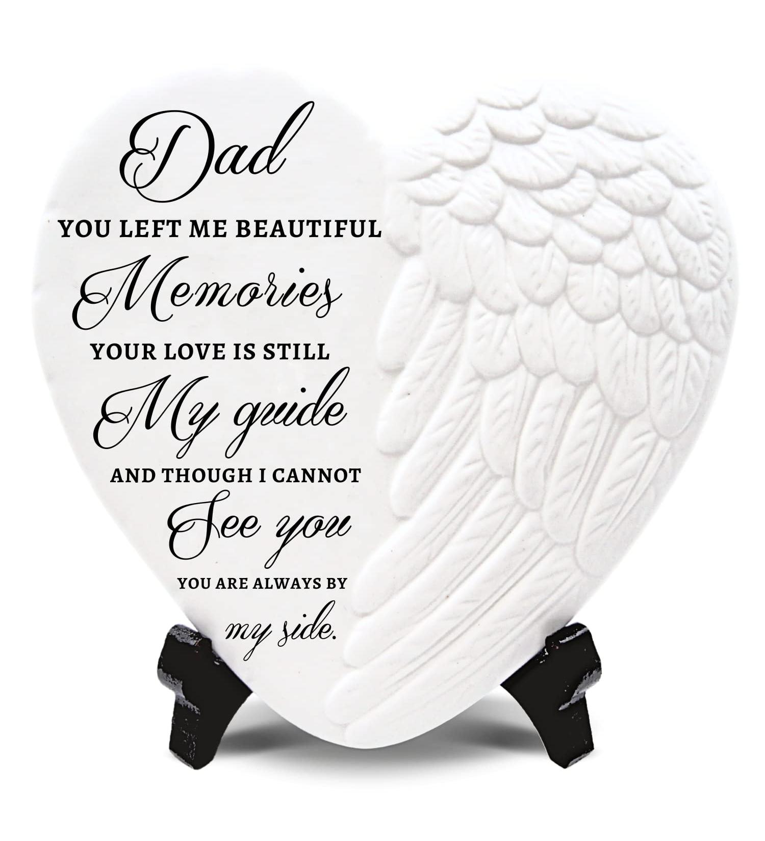 Angel Wing Plaque and Sympathy Card for Loss of Father | Bereavement Gifts for Grief and Condolences | Celebration of Life Remembrance Decor - Buy Online on GoSupps.com