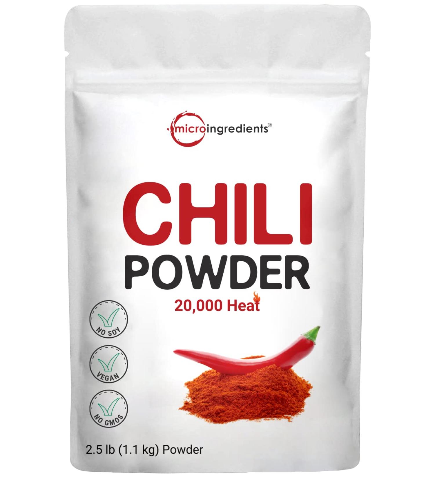 Premium Chief Grade Red Chili Powder - 2.5lb Spicy Blend (20,000 Heat Units) | Natural Seasoning Mix for Stews, Salsa, Soups, Sauces, Meat Rubs, Enchiladas, Grill & More - Buy Online on GoSupps.com