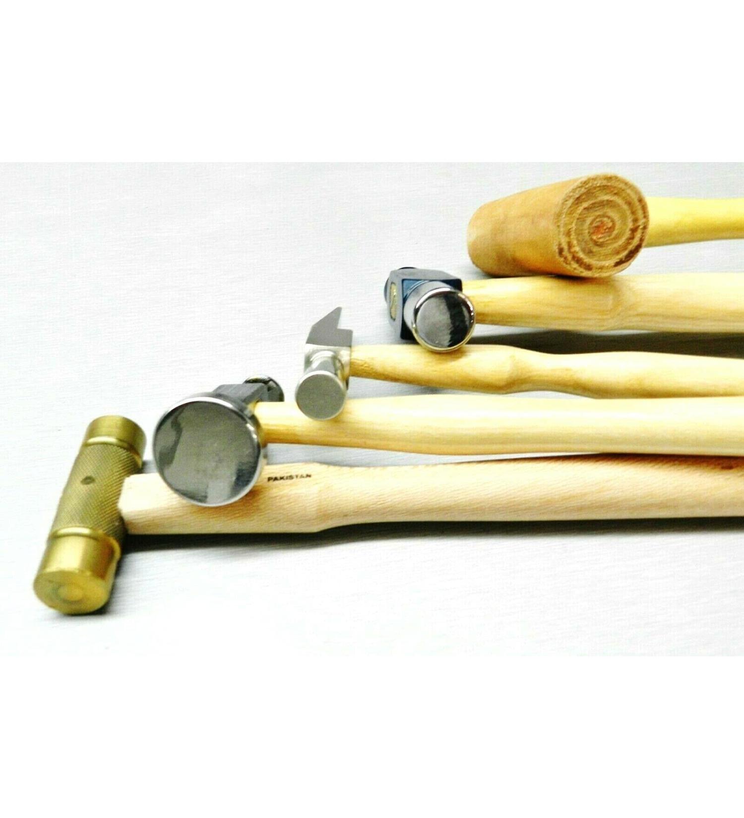 JTS Jewelry Making Hammers Set - Chasing, Ball Peen, Watchmaker, Brass, Soft Rawhide Mallet - 5pc - Buy Online on GoSupps.com