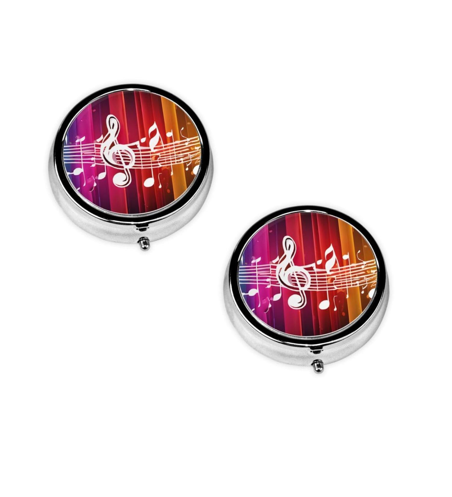 Music Note Mini Round Pill Box | 3 Compartment Travel Organizer | Portable Pill Case for Home & Office - Buy Online on GoSupps.com