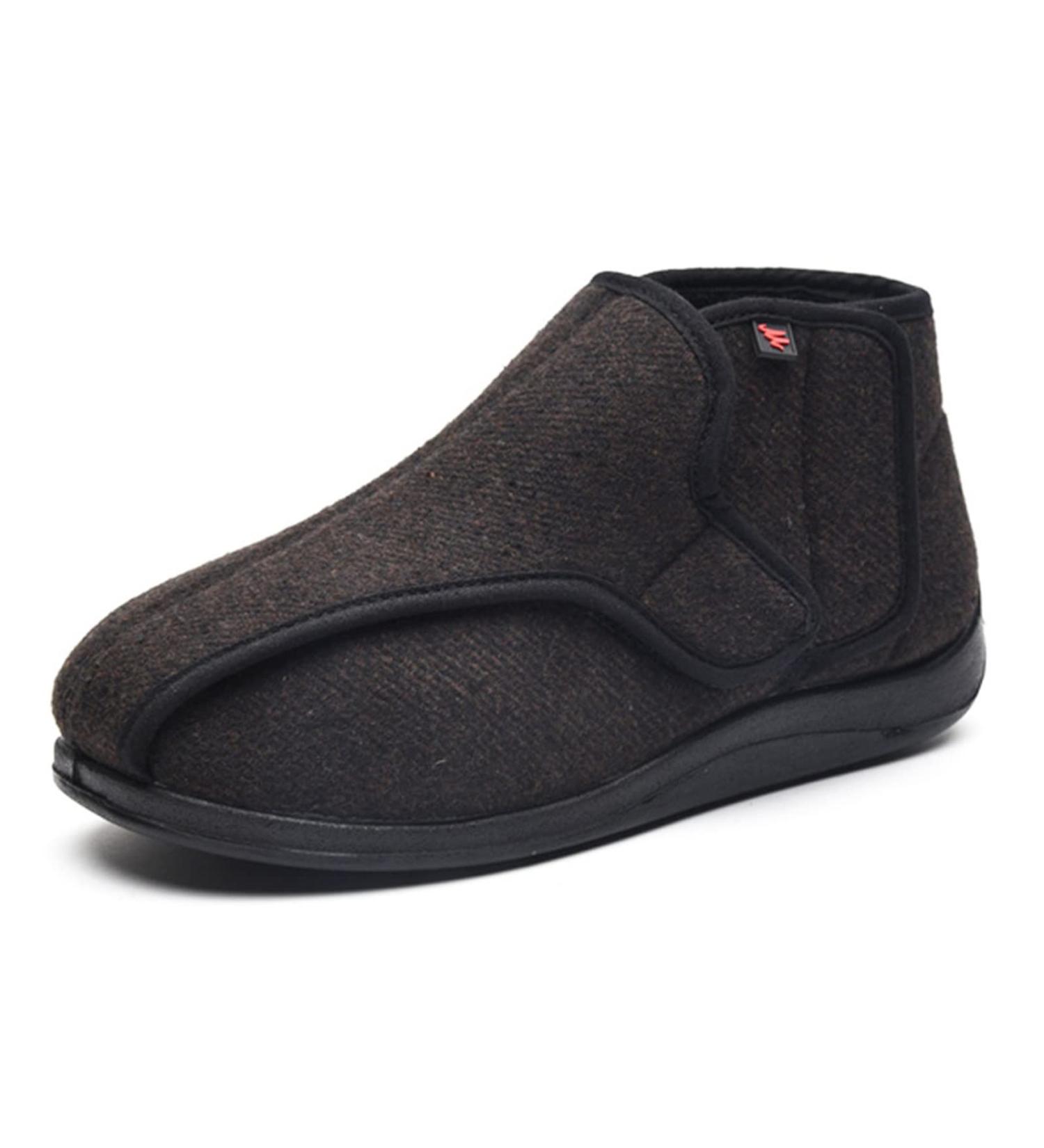 Memory Foam Diabetic Slippers - Extra Wide Surgery Recovery Shoe, Adjustable Stickbuckle, Warm & Comfy for Elderly Health - Brown 23.5cm - Buy Online on GoSupps.com