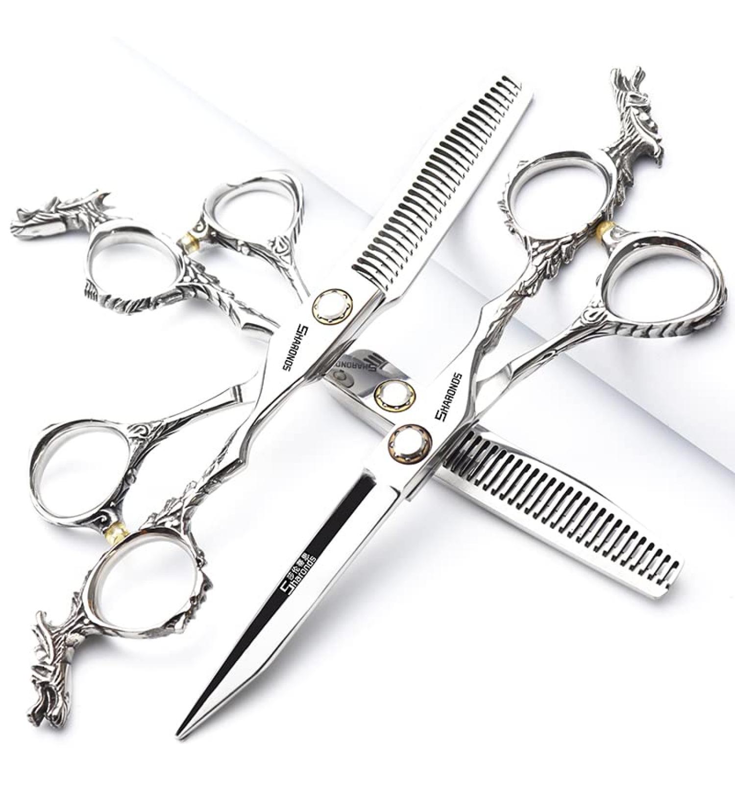 Professional 6-Inch Hairstyle Studio Scissors - Japanese Hairdresser Styling Shears with Chinese Dragon Design | Set of 3 - Buy Online on GoSupps.com