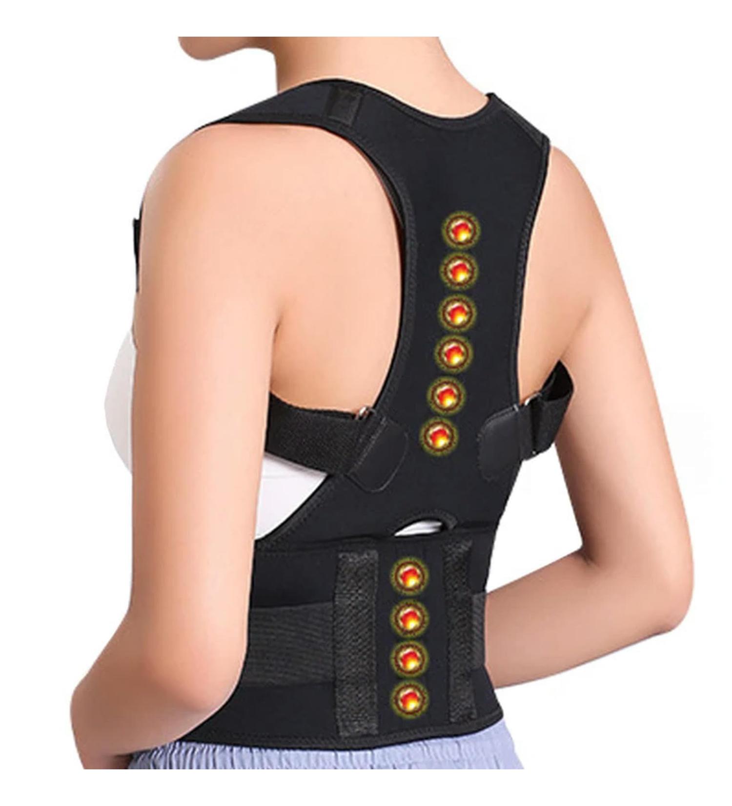 Shoulder Scoliosis Orthopedic Back Brace Spine Magnet Support Poor Posture Correction Belt Women Men Black L - Buy Online on GoSupps.com