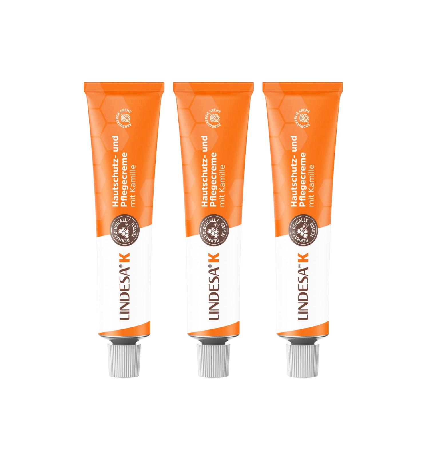 Shop 3 Tubes Lindesa K Care Cream with Chamomile (3x50ml) - Hand Cream & Skin Protection by Dr. Matzel | Natural Products-MV  - Buy Online on GoSupps.com